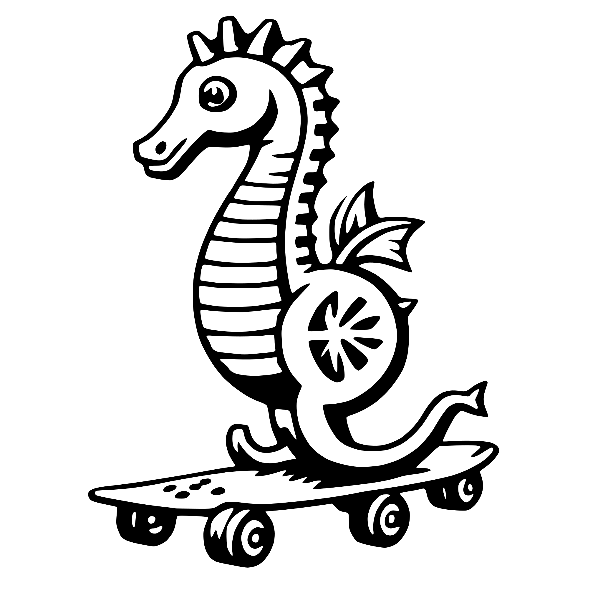 AI-generated SVG of 'seahorse with skateboard'