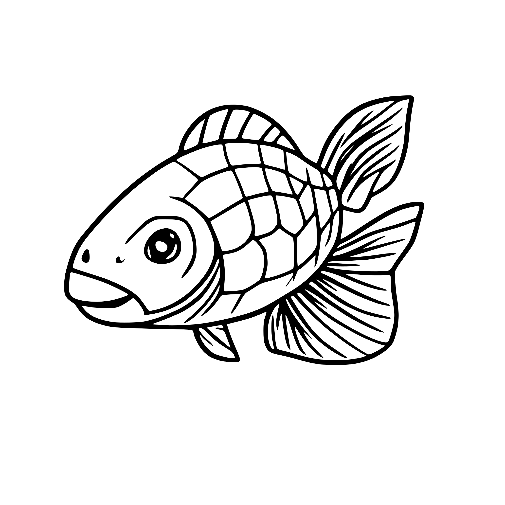 AI-generated SVG of a redfish swimming line art