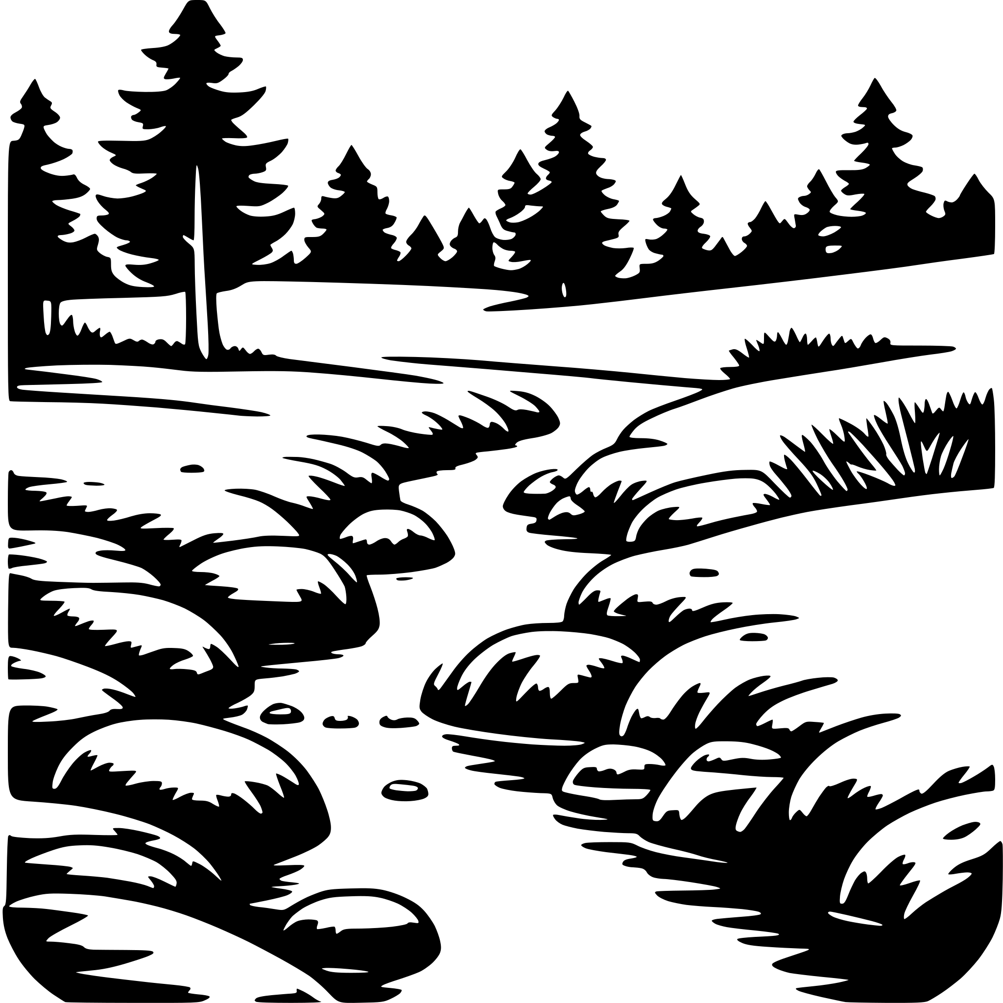 AI-generated SVG of a woodland stream