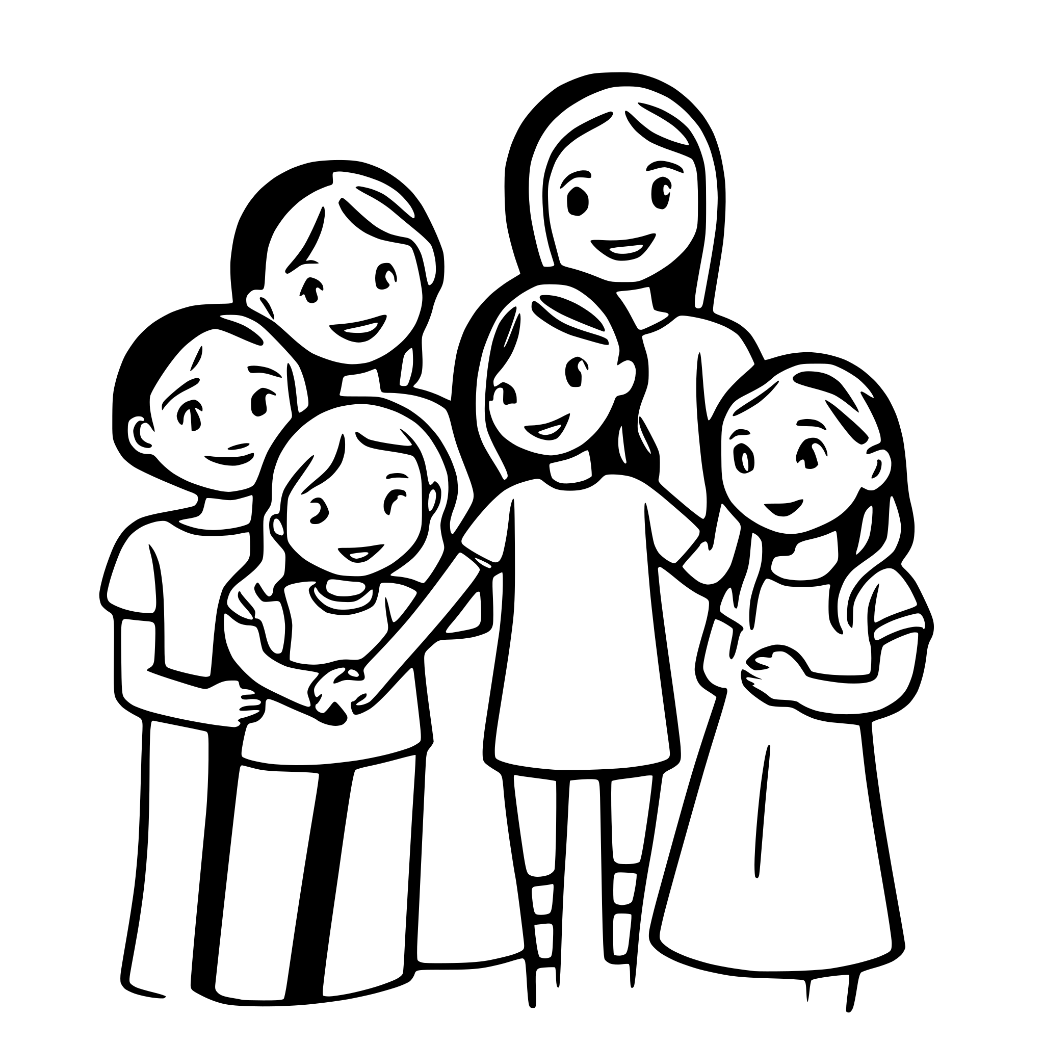 AI-generated SVG of 'educator with  8 children holding hands'