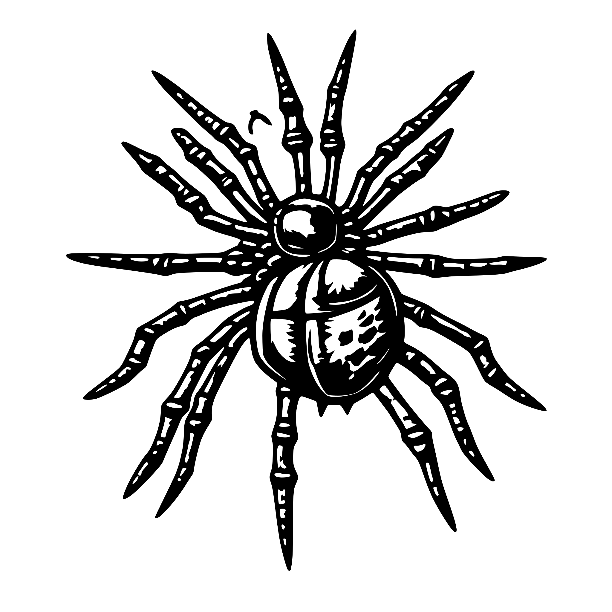AI-generated SVG of a spider with eight legs and mandibles