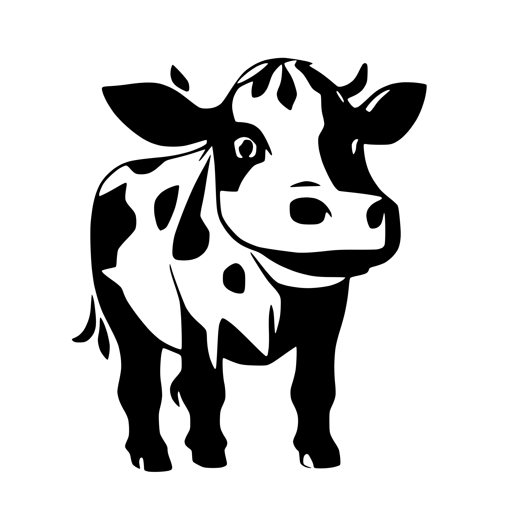 AI-generated SVG of 'Generate a cow with black and white spots. The perspective should be from the side'