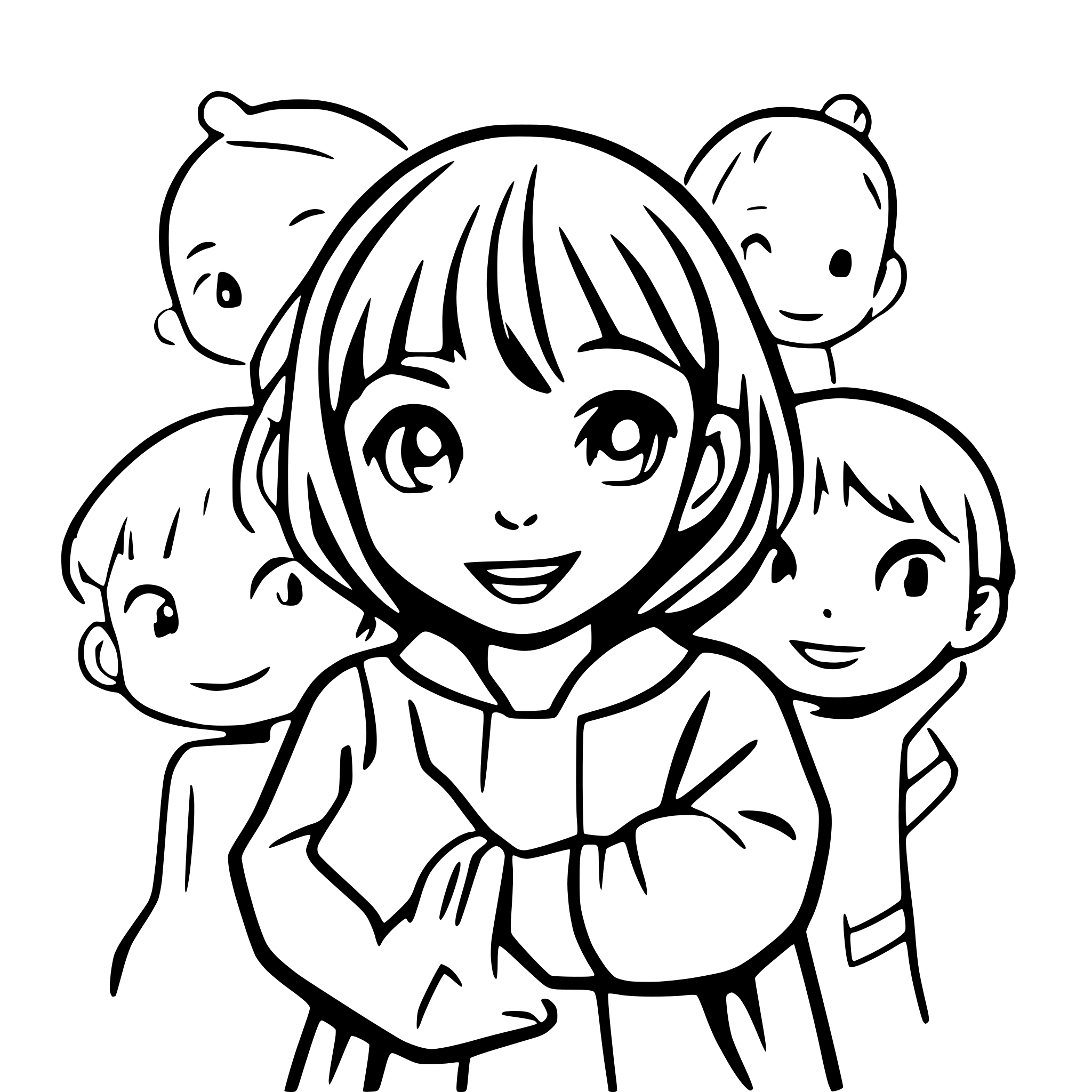 AI-generated SVG of a many childsren who holding on their hands