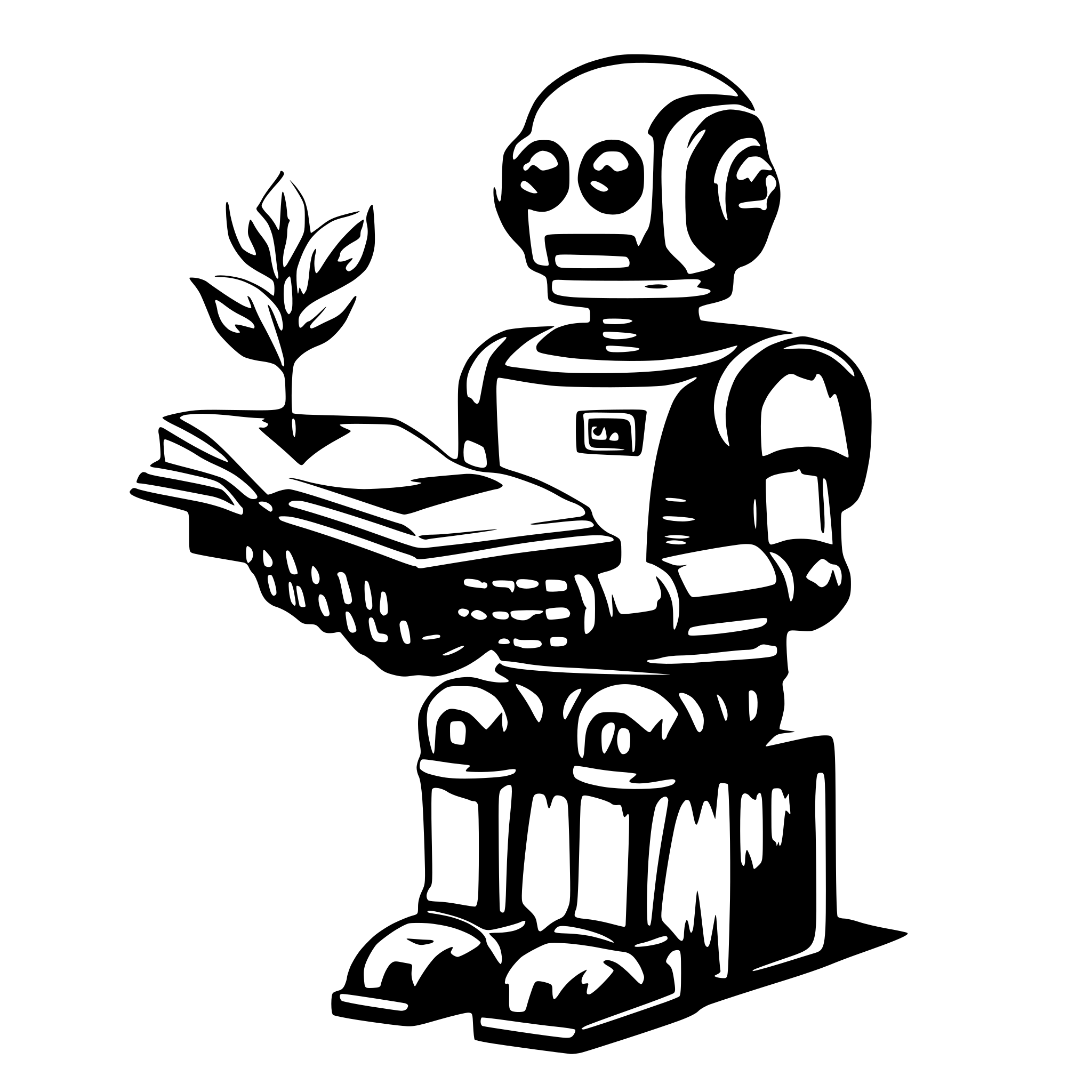 AI-generated SVG of a AI robot teacher holds a book and flips through it AI-generated SVG of a AI robot teacher holds a book and flips through it