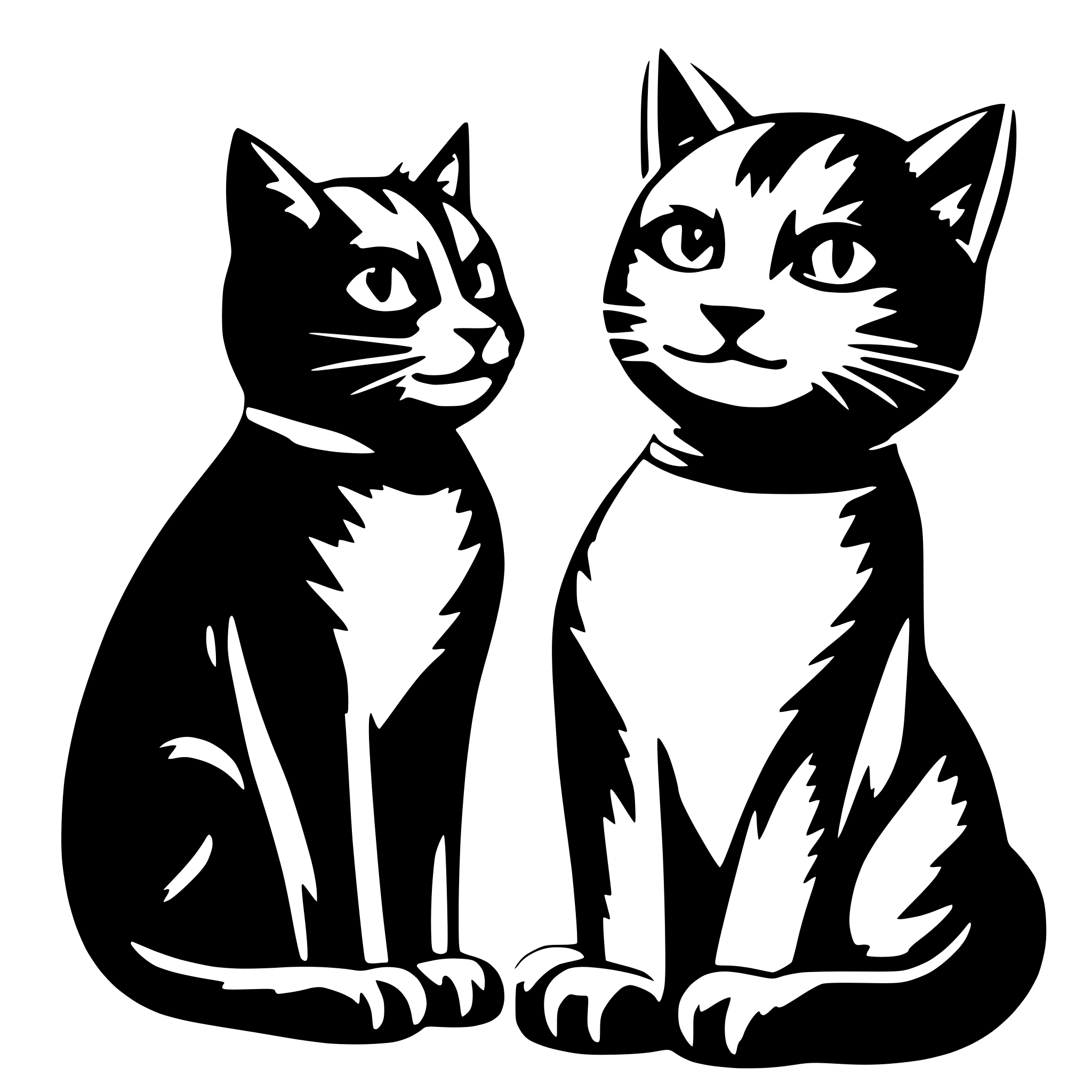 AI-generated SVG of 'two cats silouette'