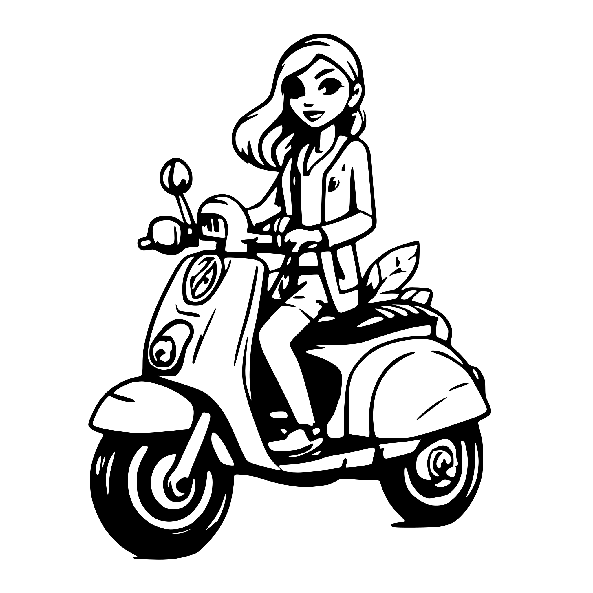 AI-generated SVG of 'Woman on a vespa'
