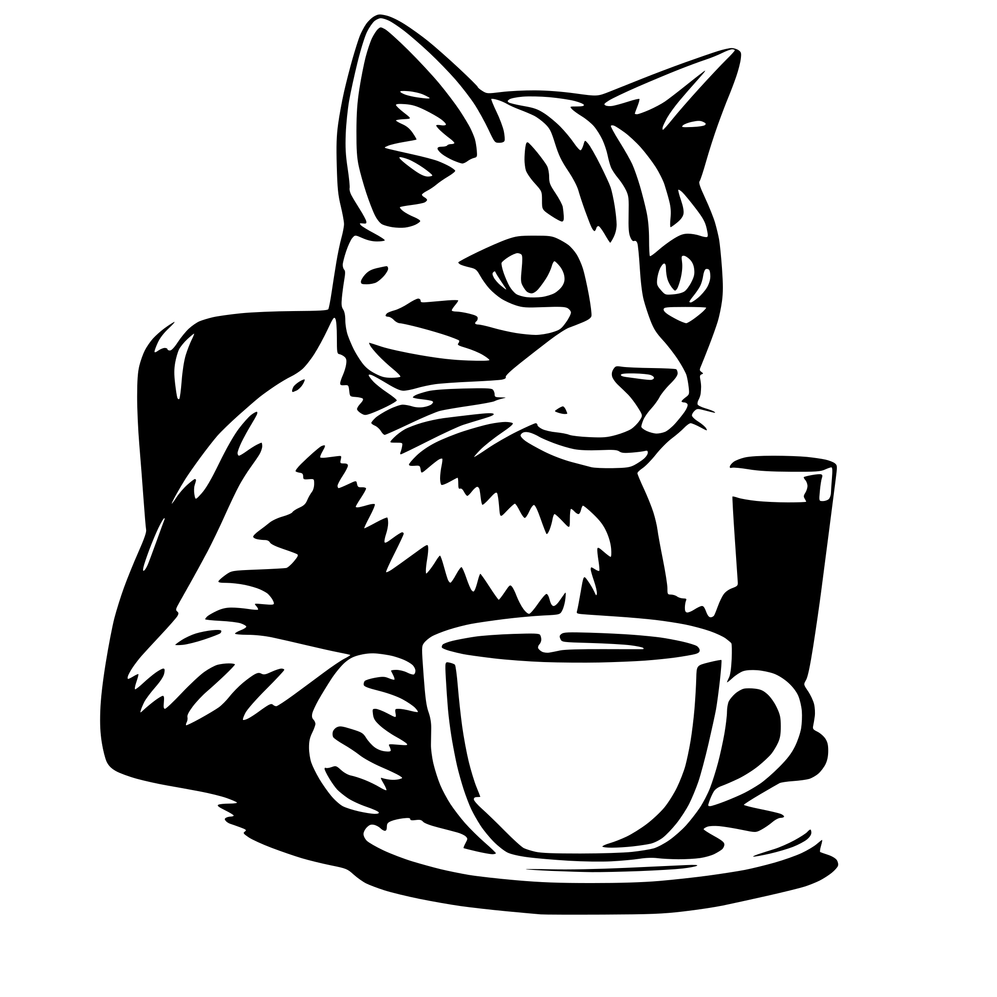 AI-generated SVG of 'cat drinking coffee'