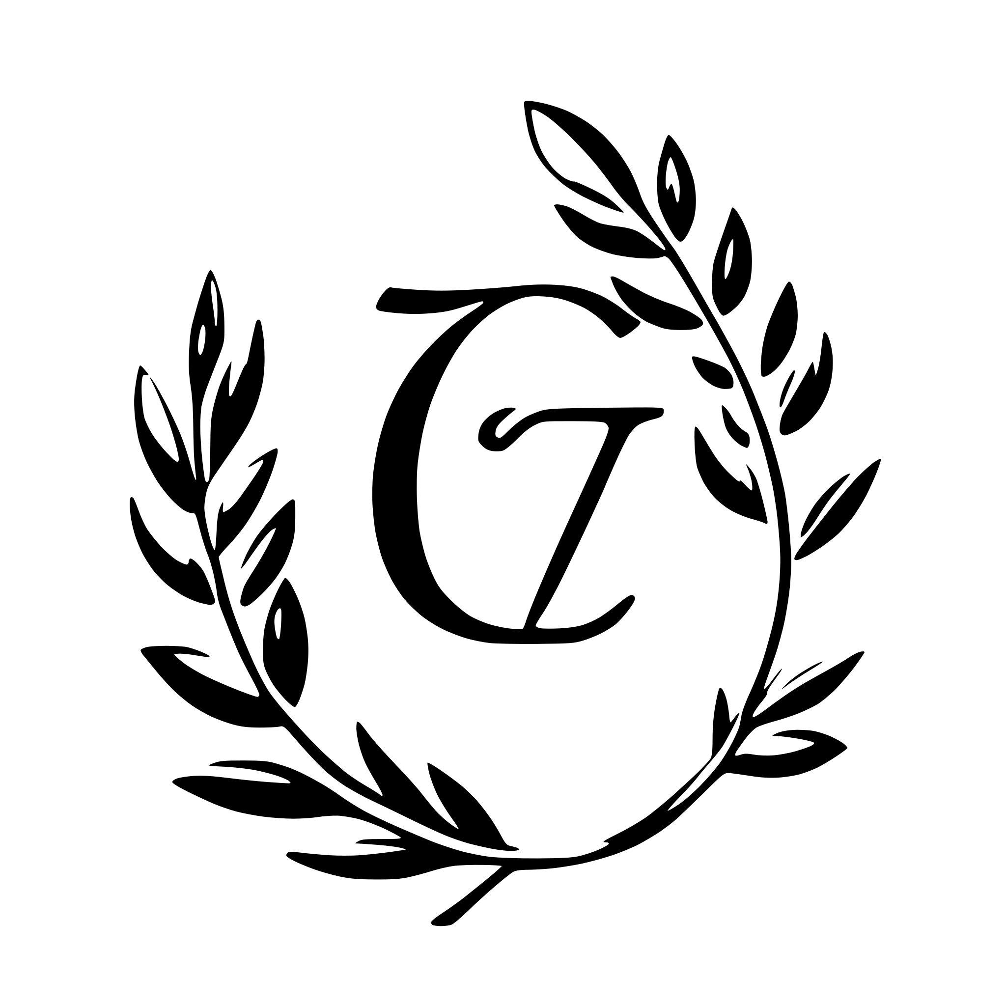AI-generated SVG of a Capital cursive letter with olive branches around it AI-generated SVG of a Capital cursive letter with olive branches around it
