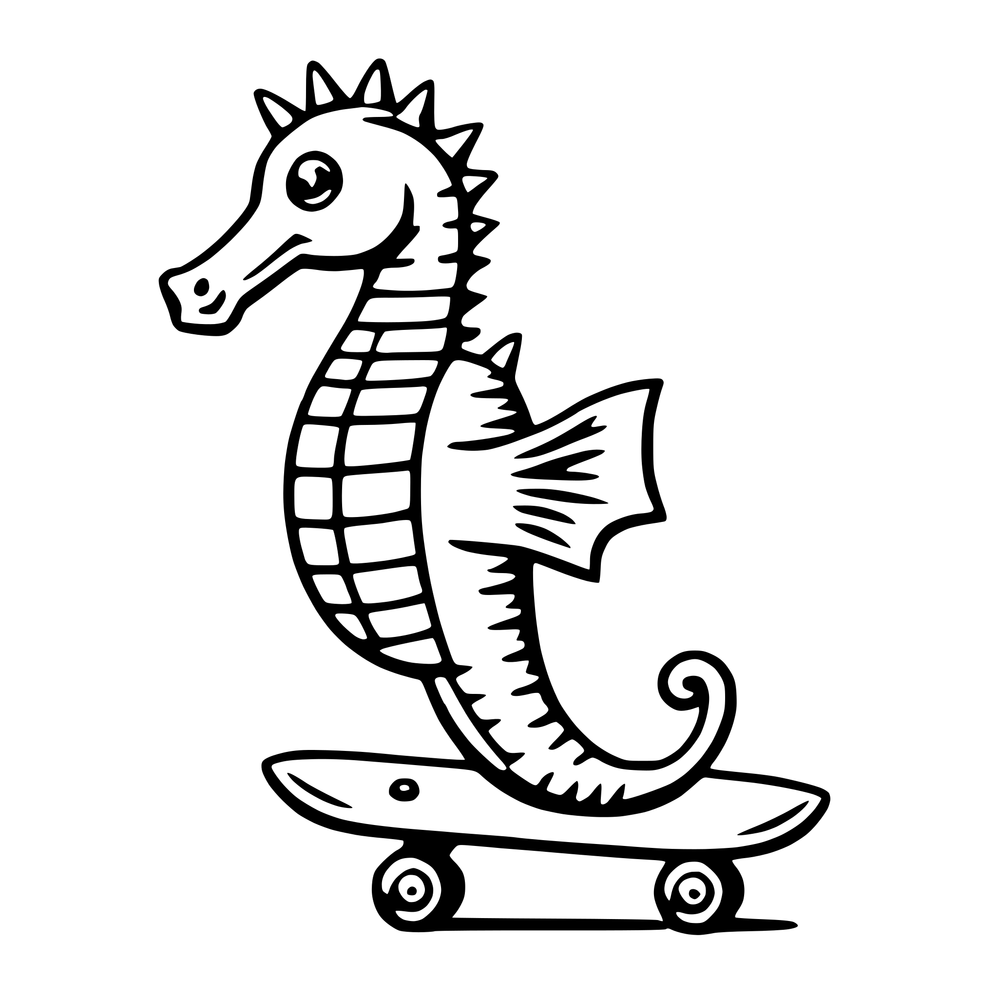 AI-generated SVG of 'seahorse with skateboard'