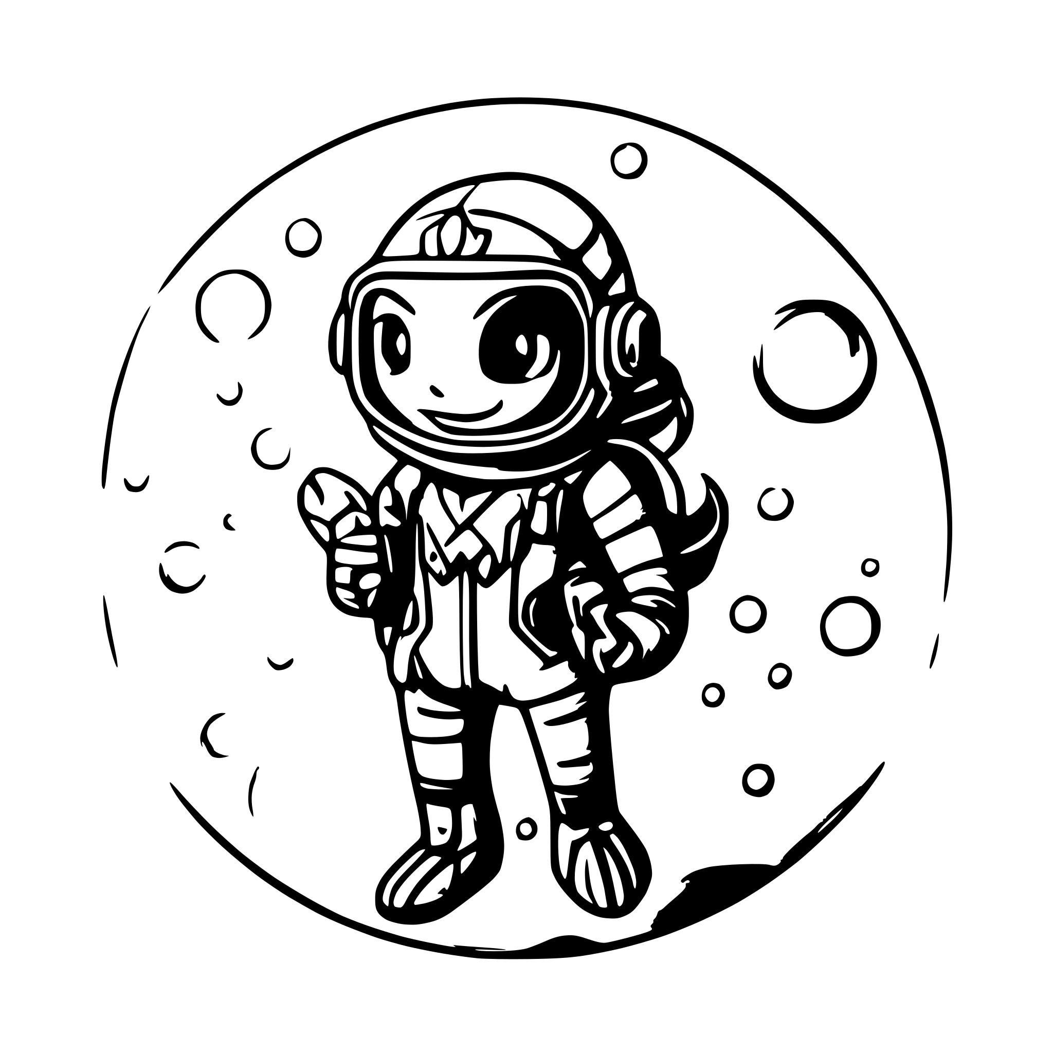 AI-generated SVG of a Female Scubadiver with Fishes and bubbles around her