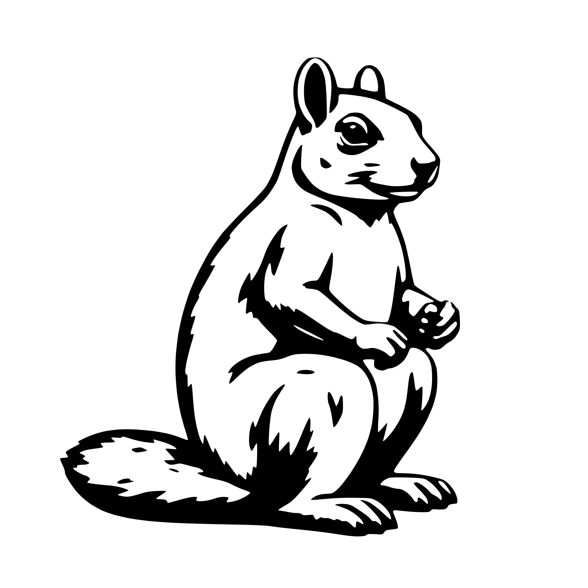 AI-generated SVG of 'A 2D squirrel, sitting. Simple, only outline and no details.'