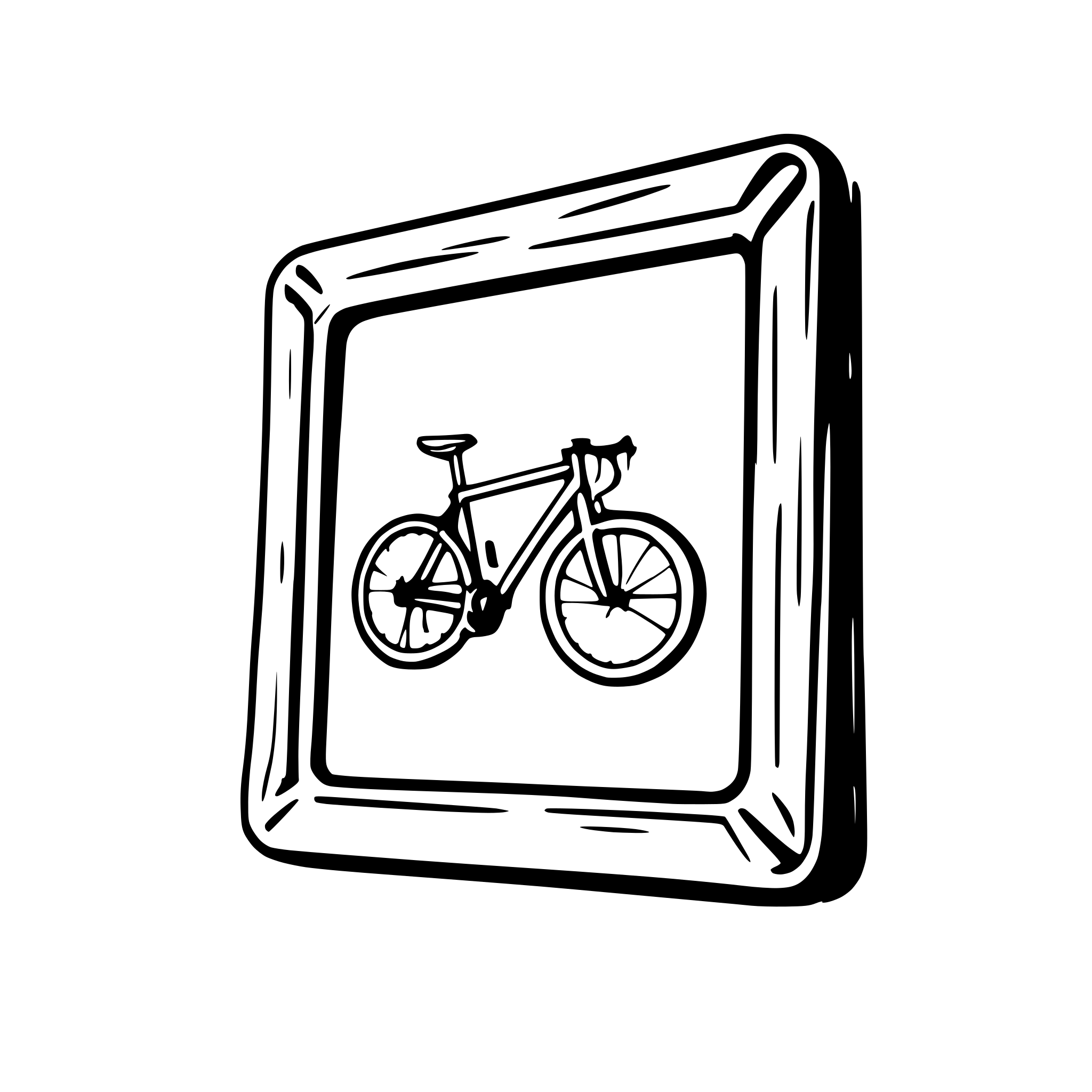 AI-generated SVG of a mountainbike sticking out of a picture frame