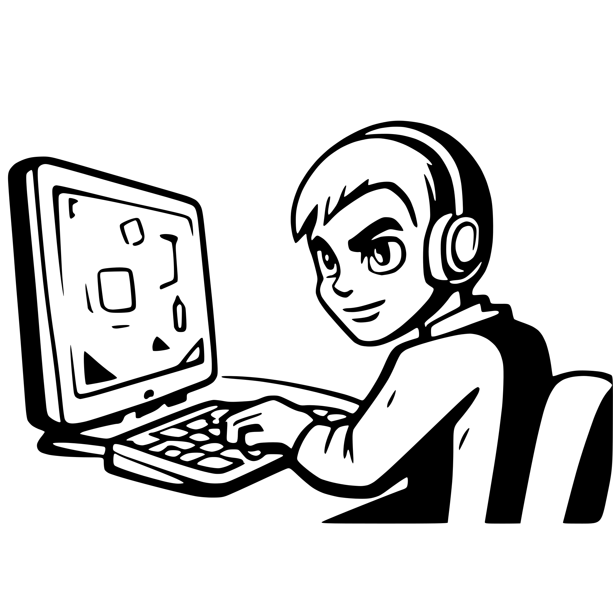 AI-generated SVG of a guy typing on computer