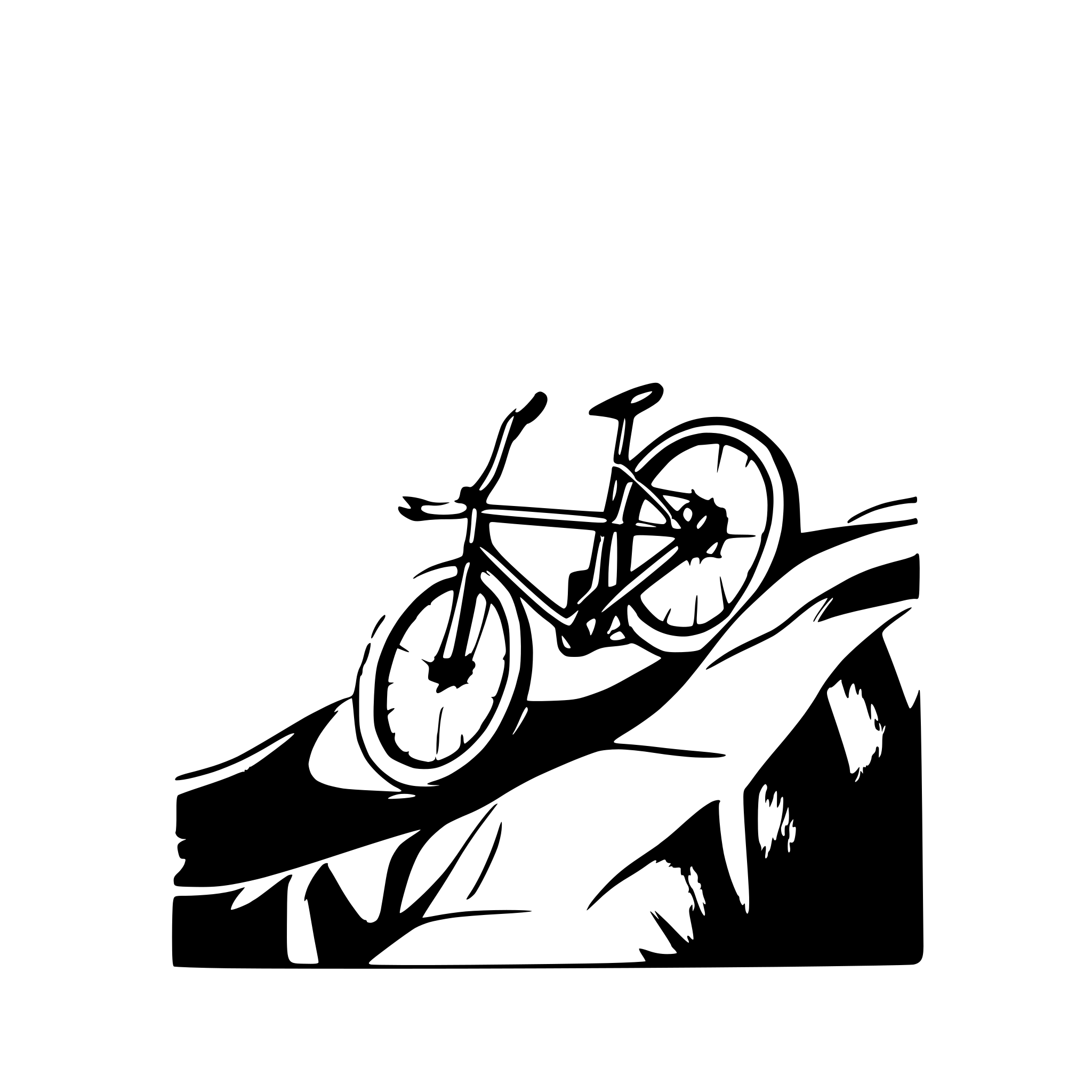 AI-generated SVG of a mountainbike breaking out of a picture frame
