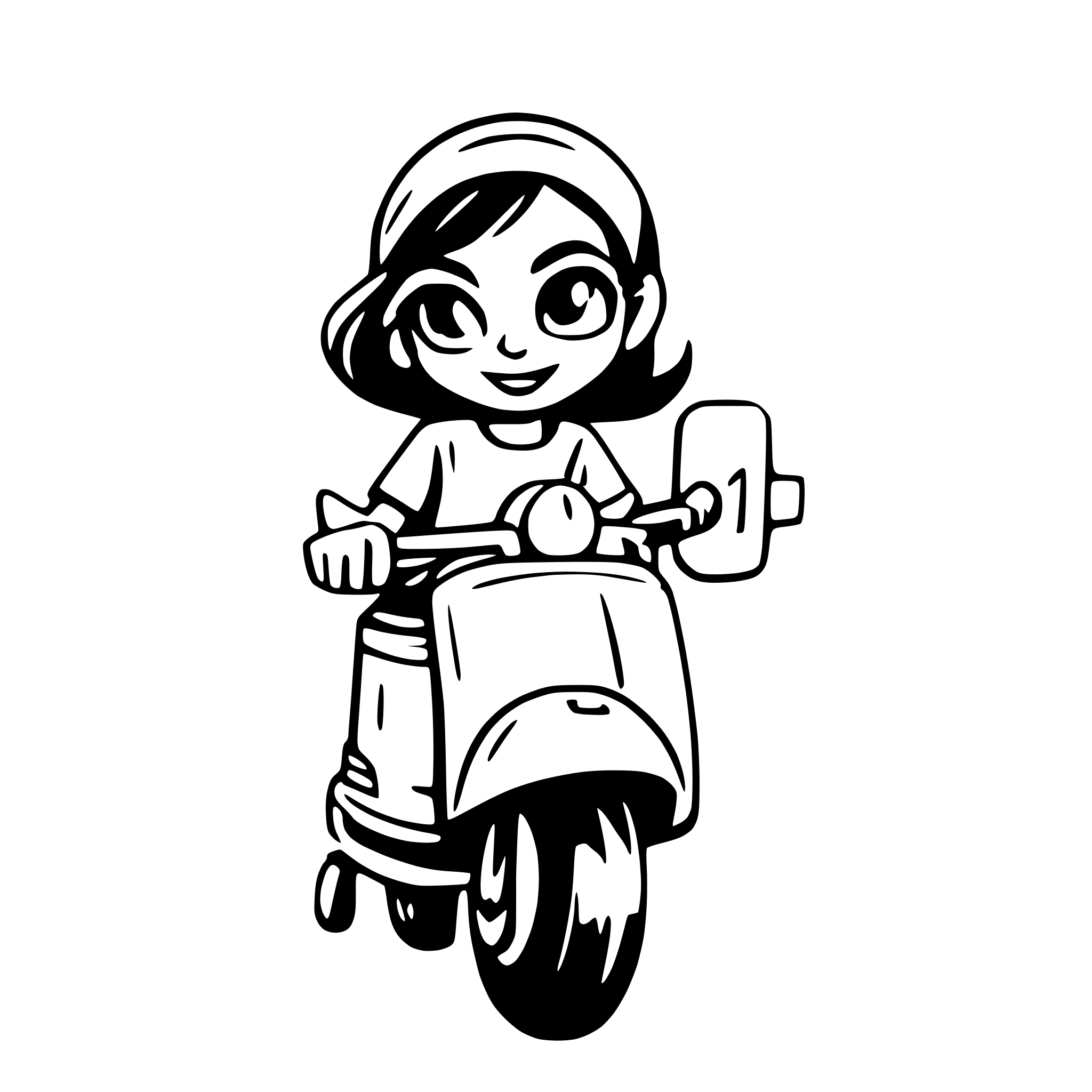 AI-generated SVG of a Girl on a vespa with the Number 40