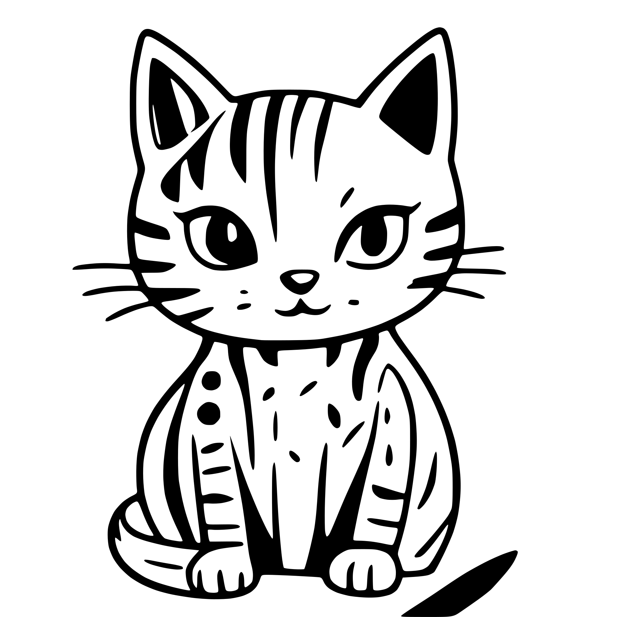 AI-generated SVG of 'cat with same thickness lines and closed contures for colour book for kids 3-5 years'