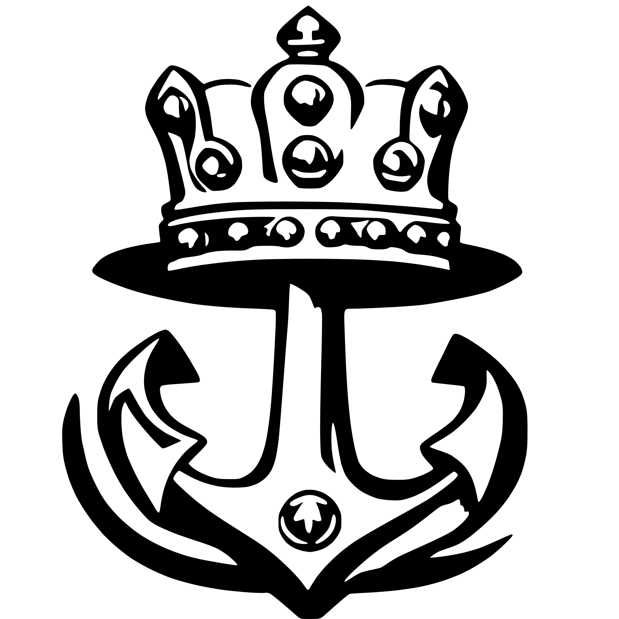 AI-generated SVG of 'rhinestone tiara with anchor'