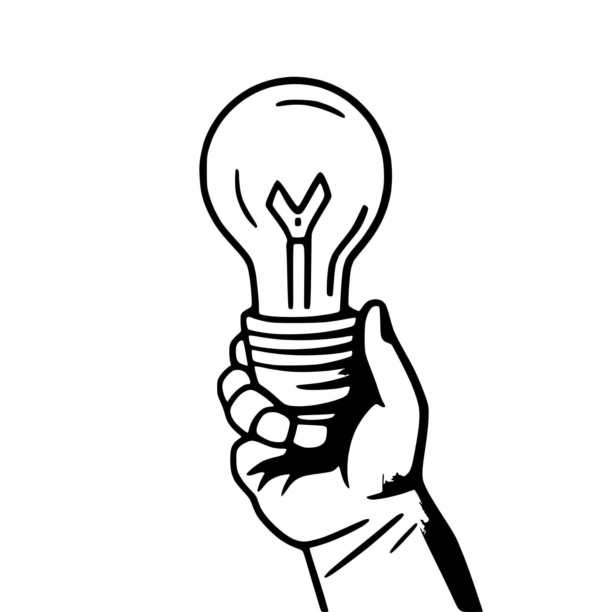 AI-generated SVG of 'hand holding a llit ightbulb'