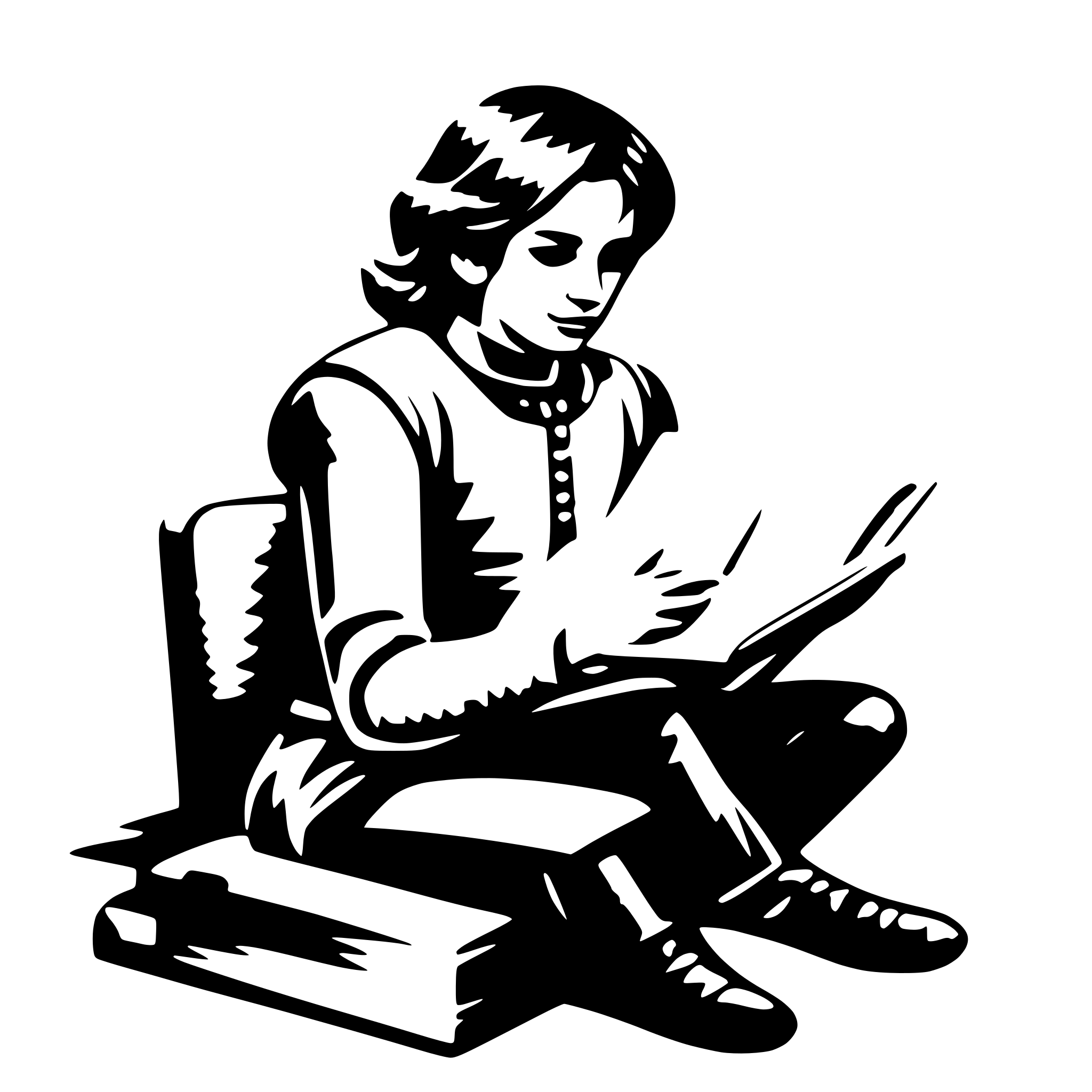 AI-generated SVG of 'a person reading a journal'