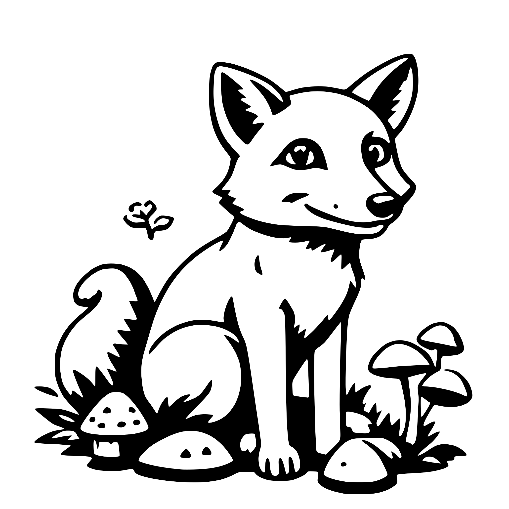 AI-generated SVG of 'fox and mushrooms'