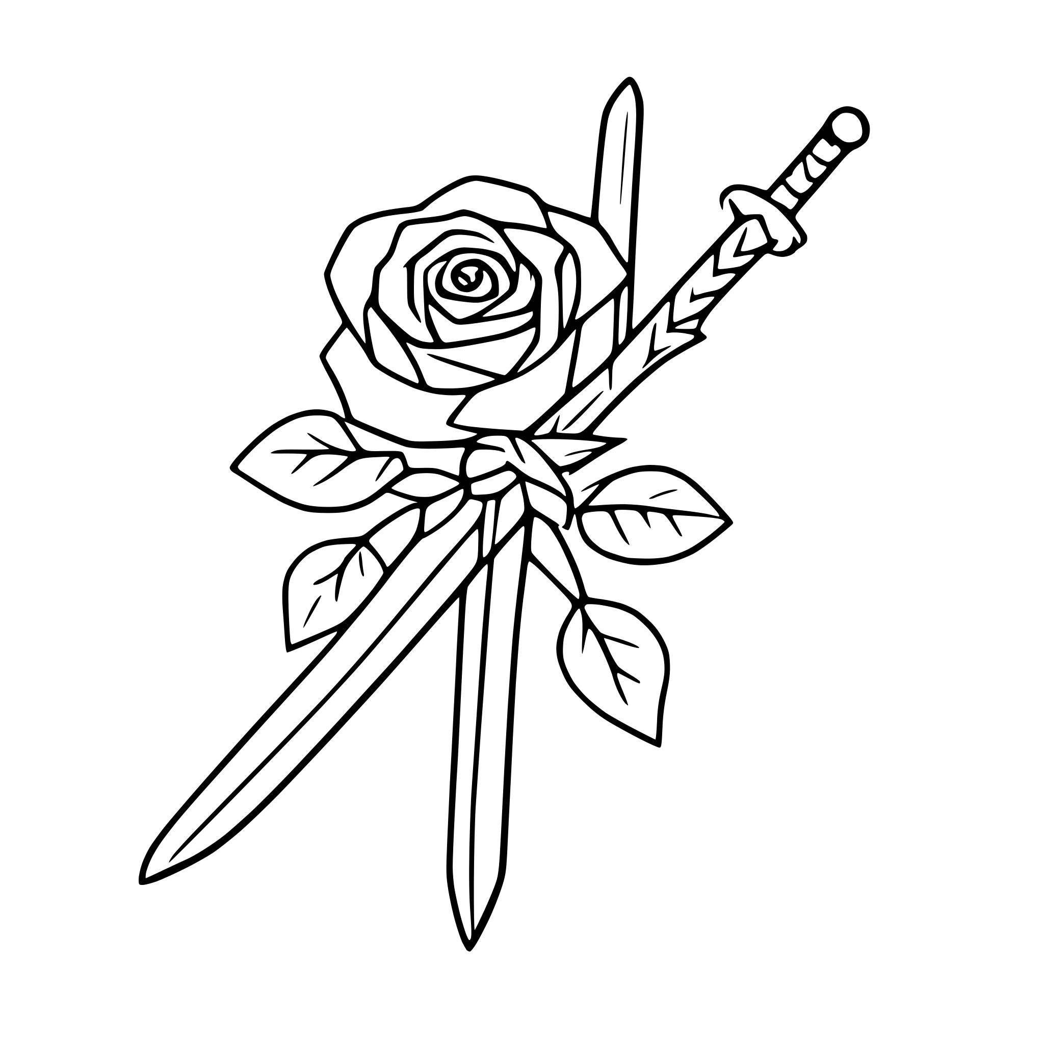 AI-generated SVG of 'sword with roses entwined'