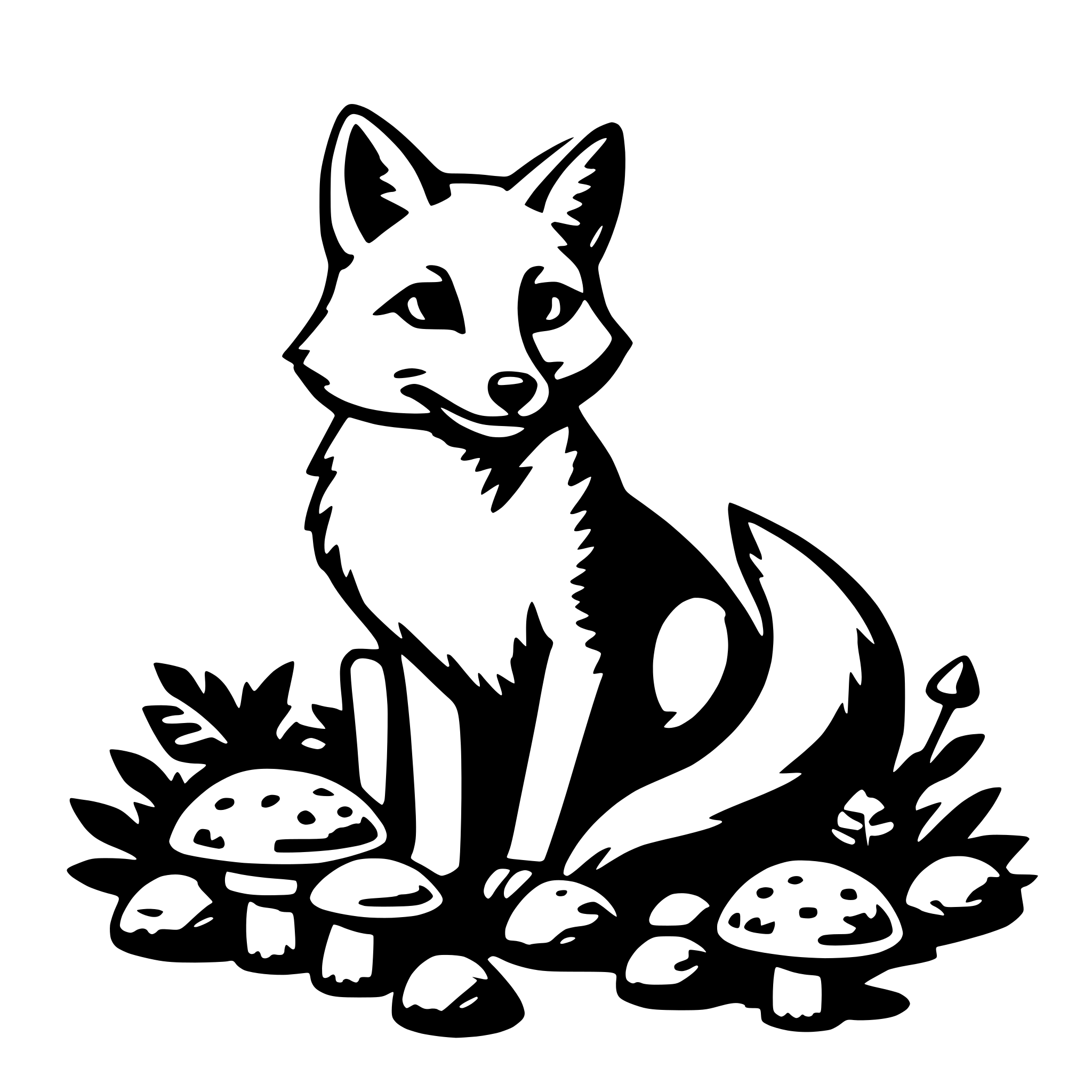 AI-generated SVG of a fox and mushrooms