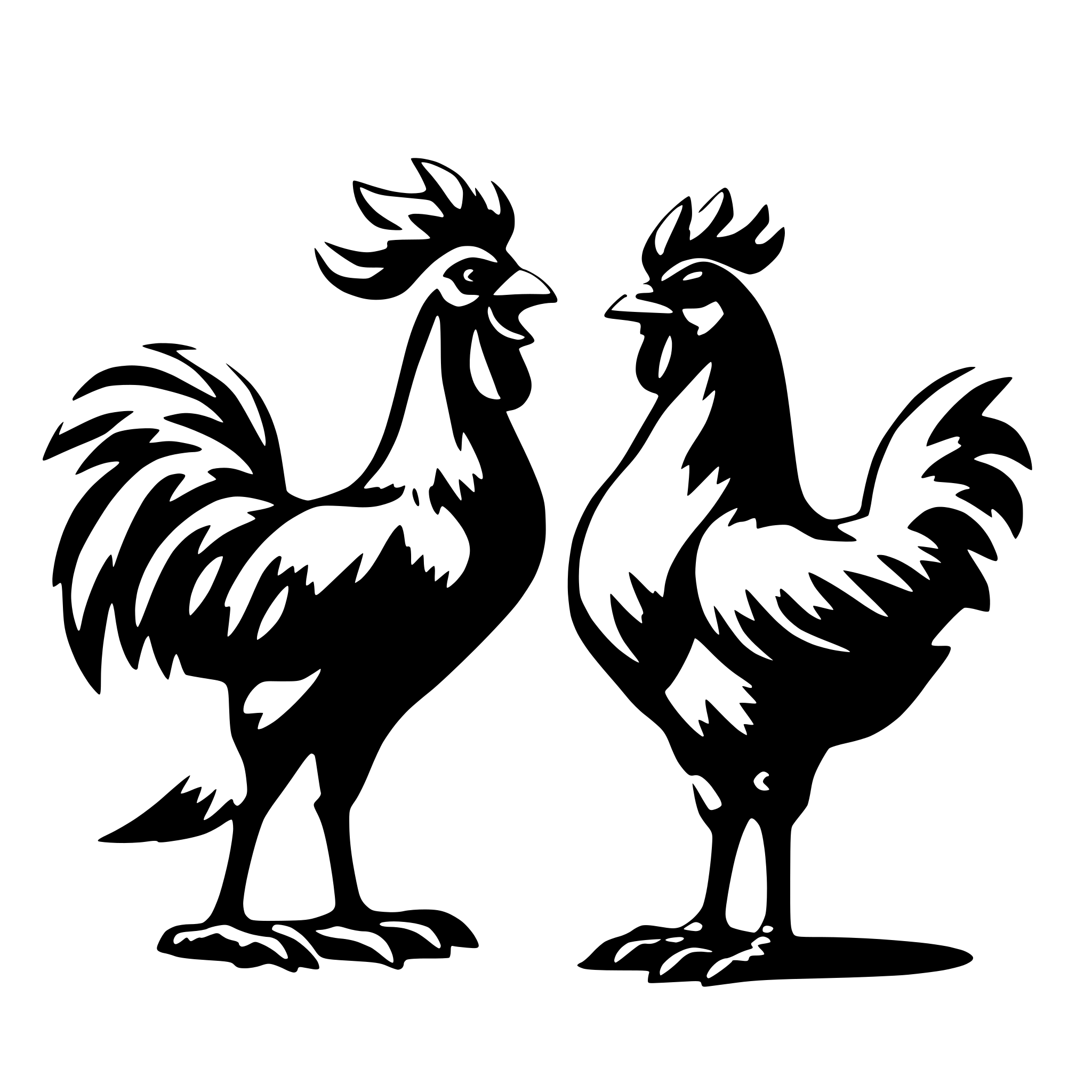 AI-generated SVG of 'rooster and her arguing'
