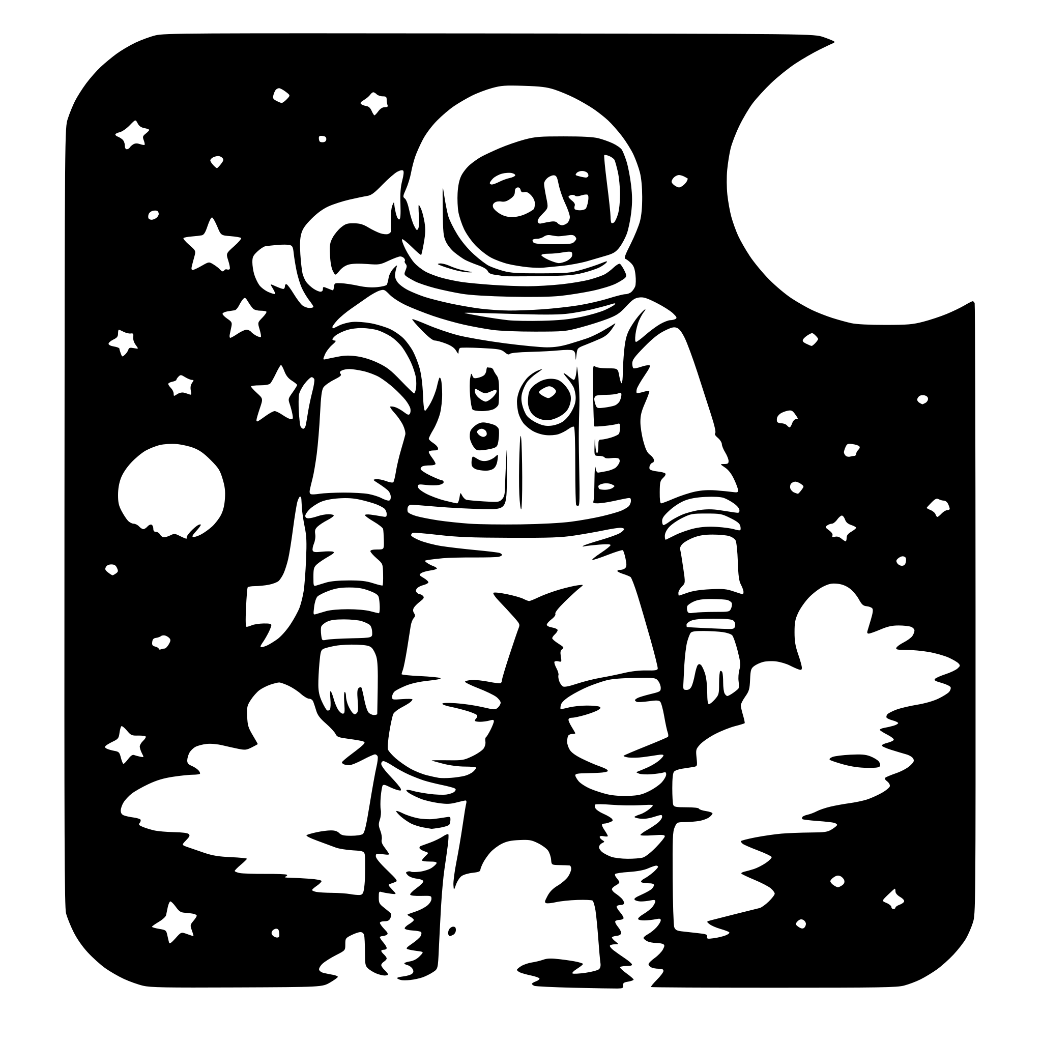 AI-generated SVG of a astronaut floating between stars