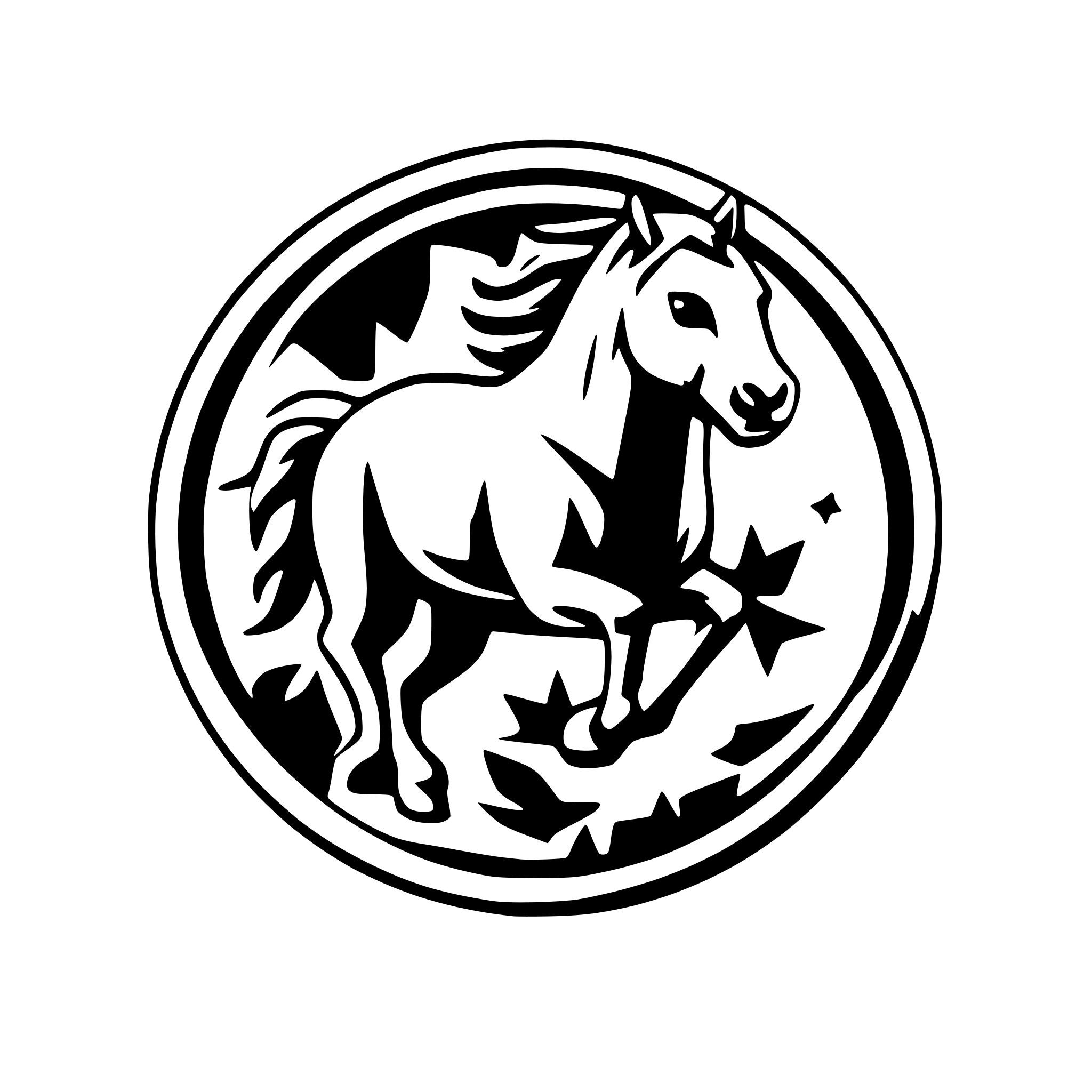 AI-generated SVG of 'dynamic running horse and star, simole verctors and lines'