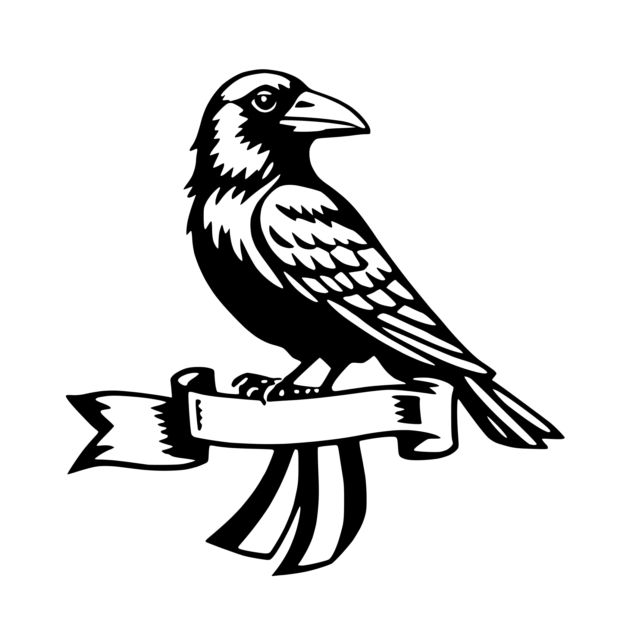 AI-generated SVG of a raven with ribbon
