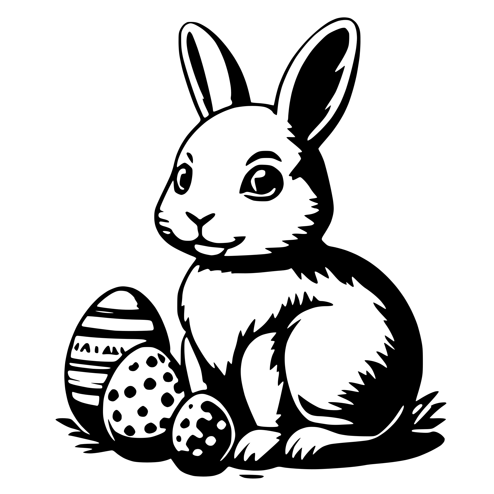 AI-generated SVG of 'cute bunny with easter eggs'