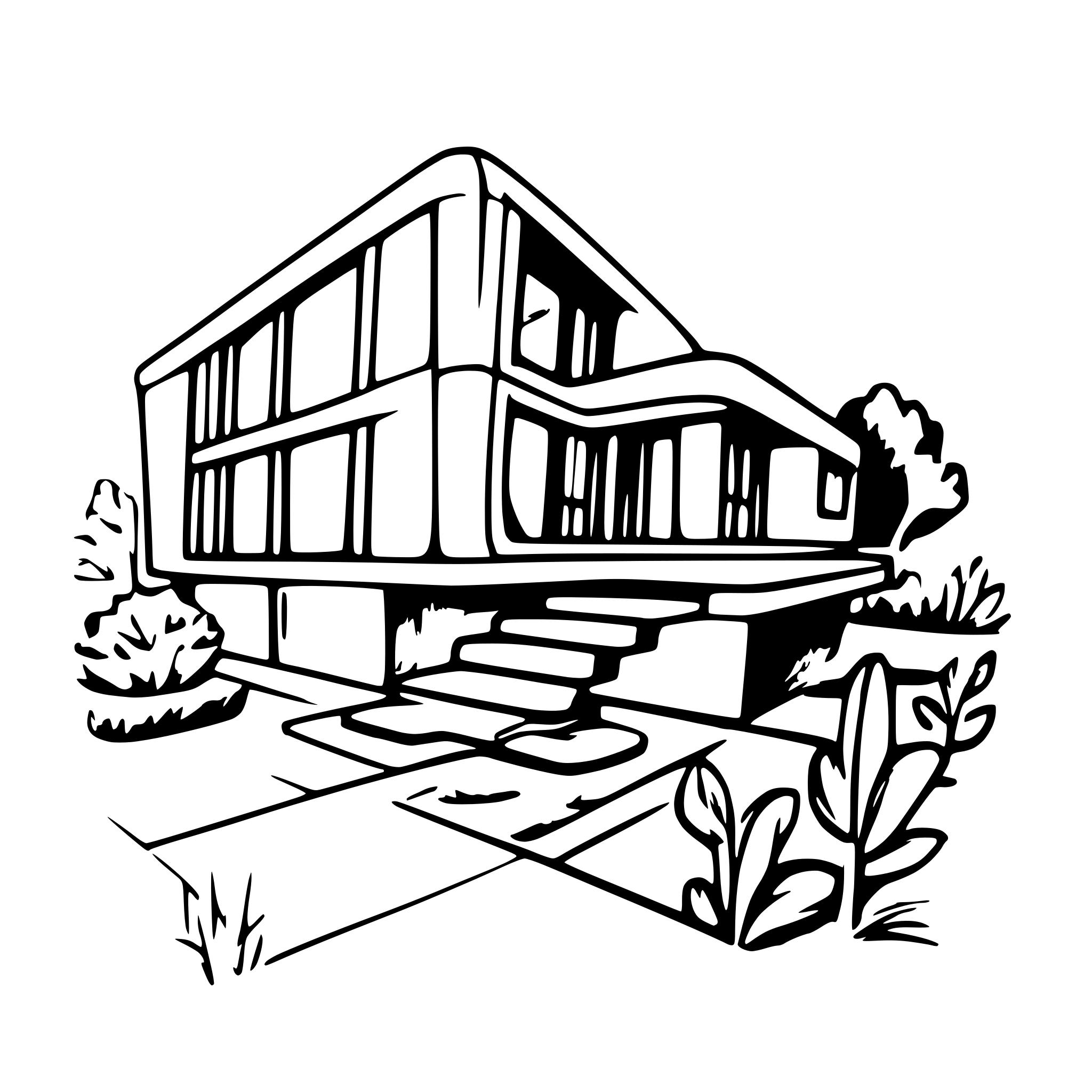 AI-generated SVG of 'mid-century modern house architectural drawing with crisp lines'