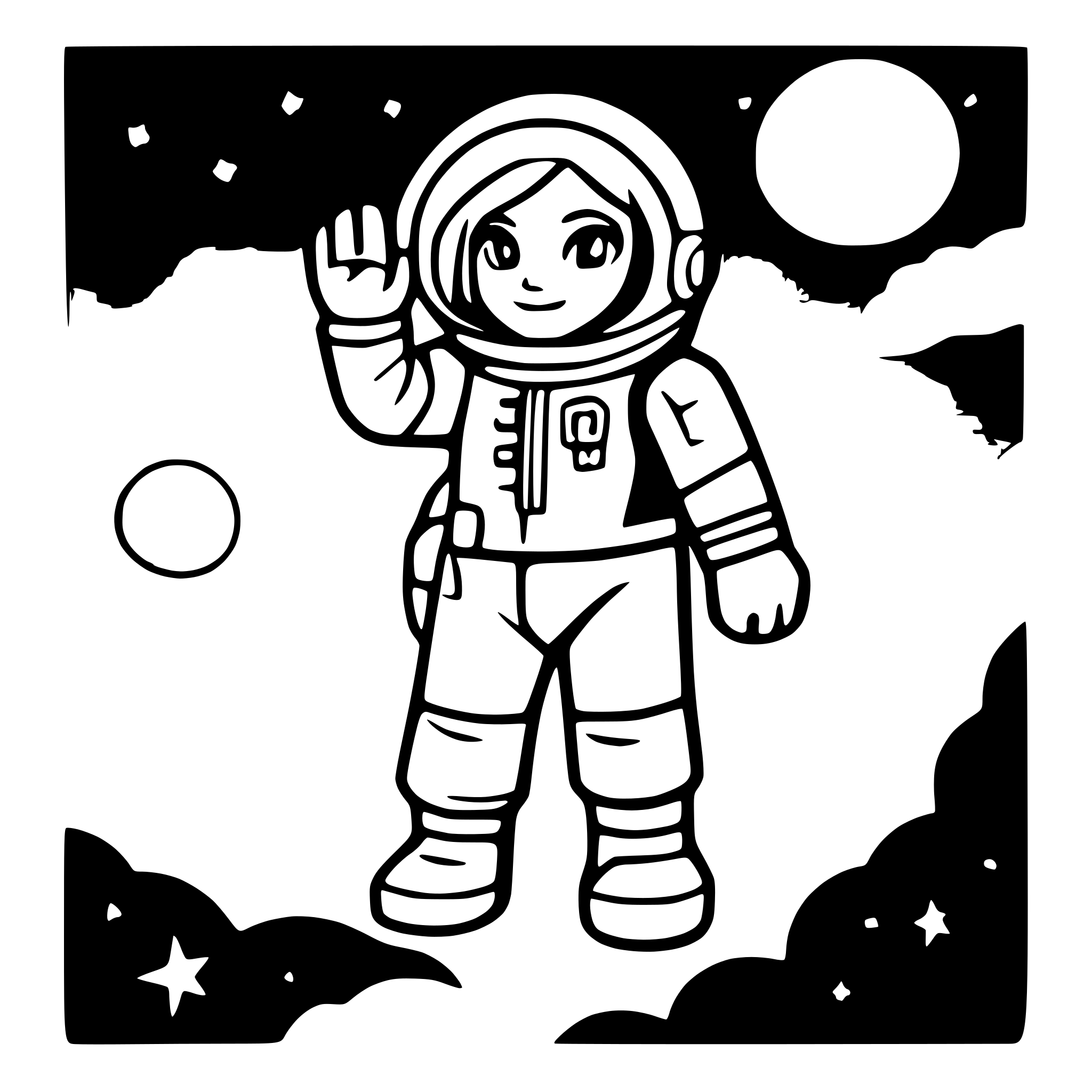 AI-generated SVG of a astronaut floating between stars