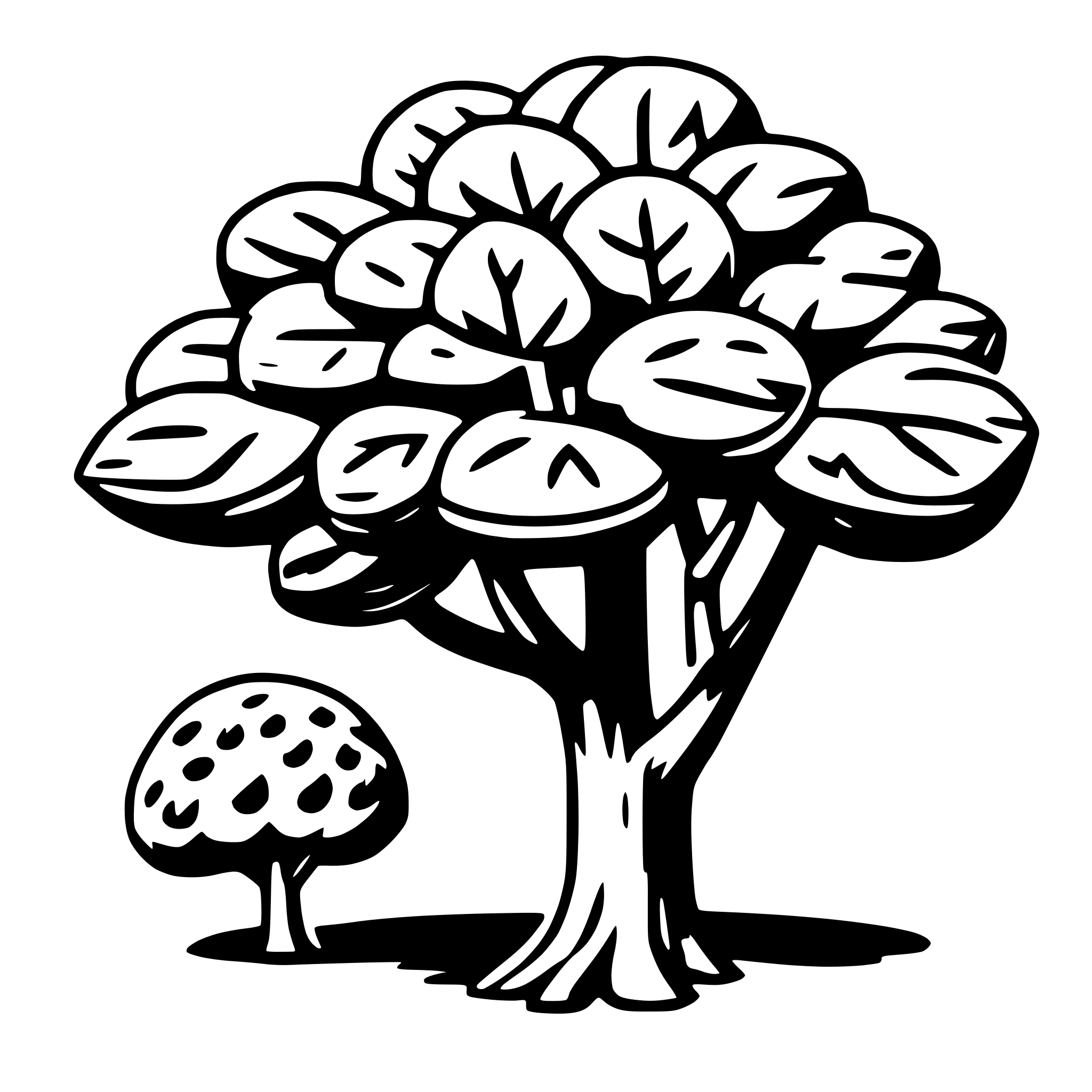 AI-generated SVG of a walnut tree