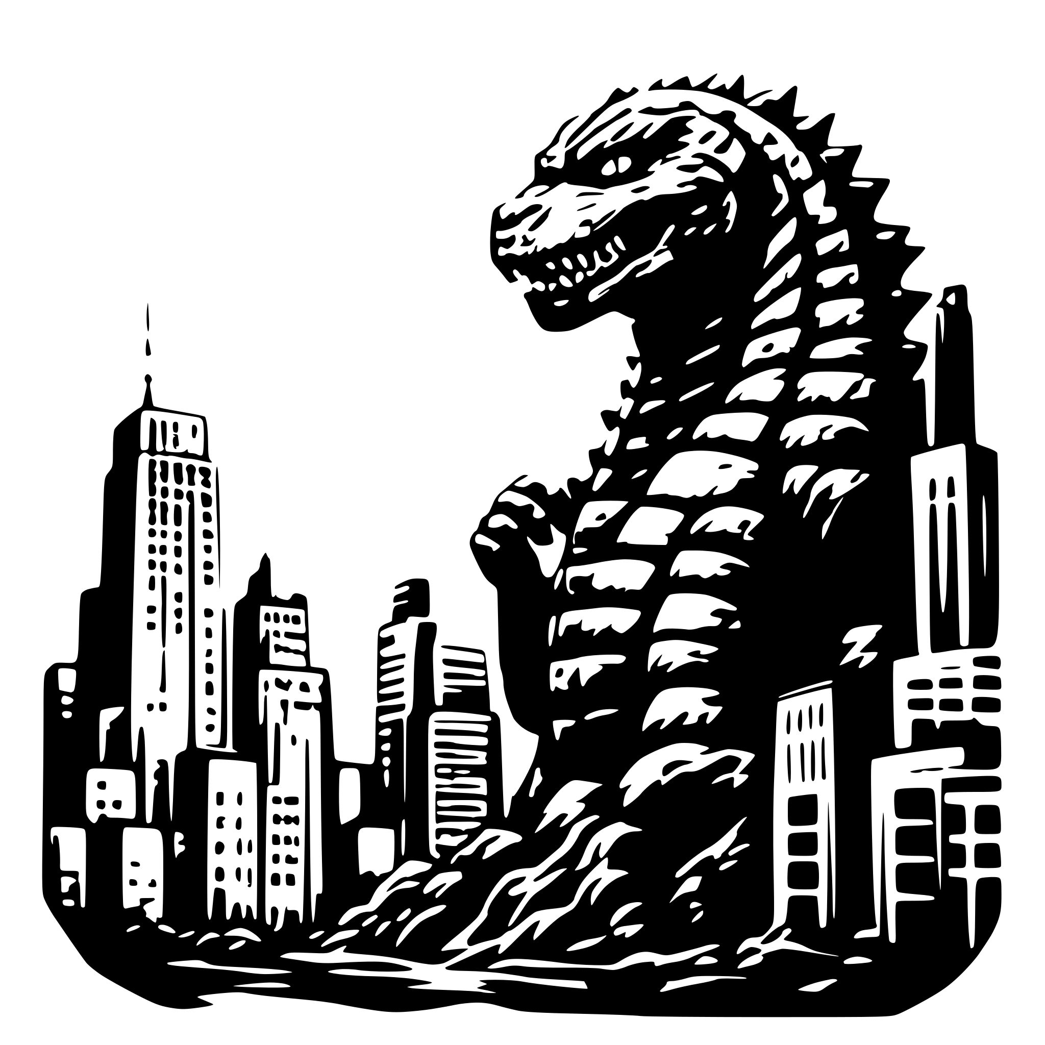 AI-generated SVG of 'godzilla destroying a city'
