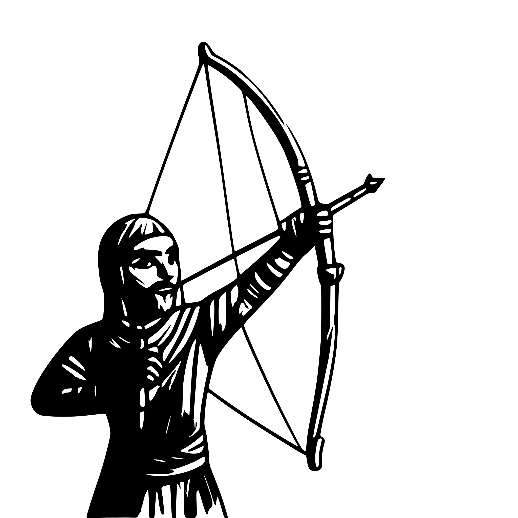 AI-generated SVG of a a Persian ancient man, an archer, with a bow