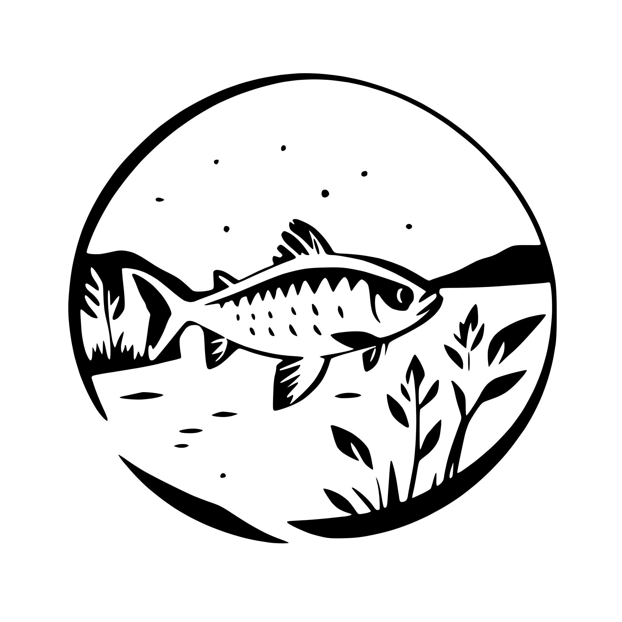 AI-generated SVG of 'fish swimming in a river'