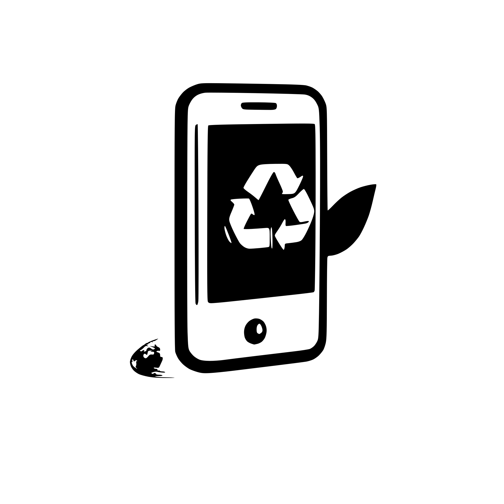 AI-generated SVG of a A iphone inside a green recycle sign