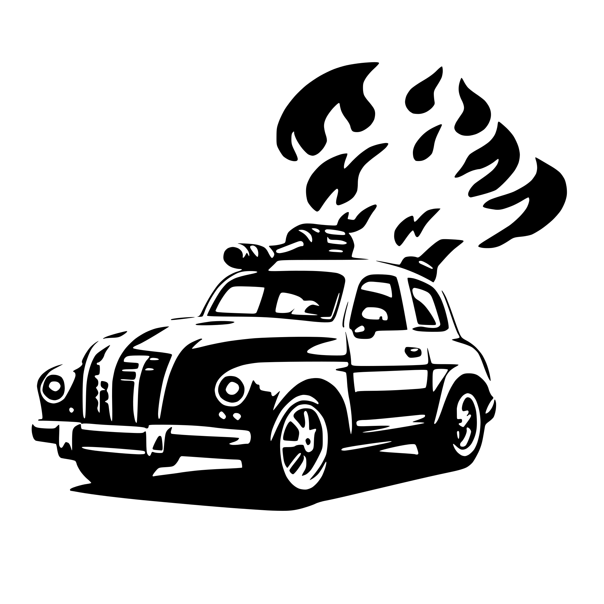AI-generated SVG of a car with flame thrower, spoiler and lights