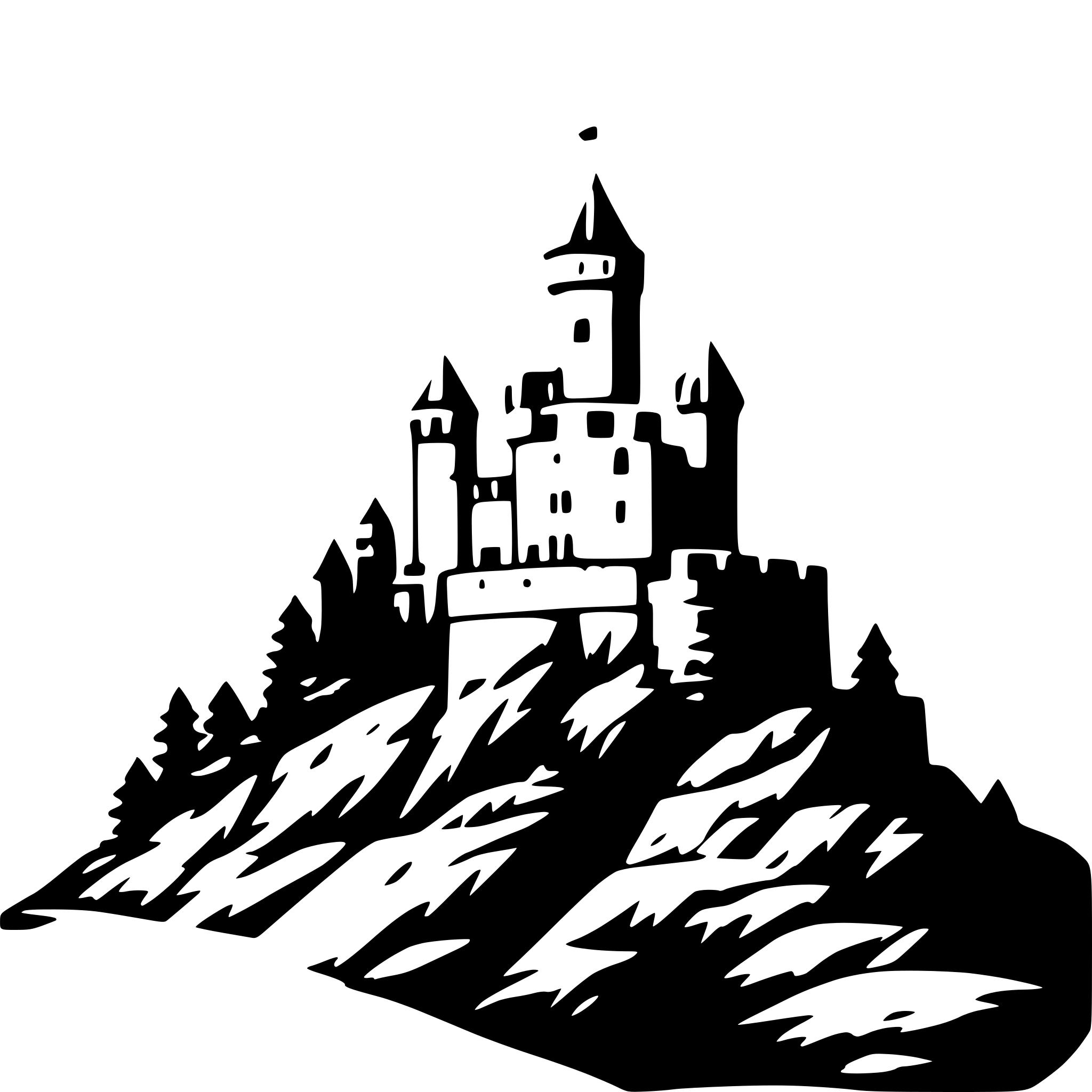 AI-generated SVG of a 2d simple castle wall and tower on a cliff AI-generated SVG of a 2d simple castle wall and tower on a cliff