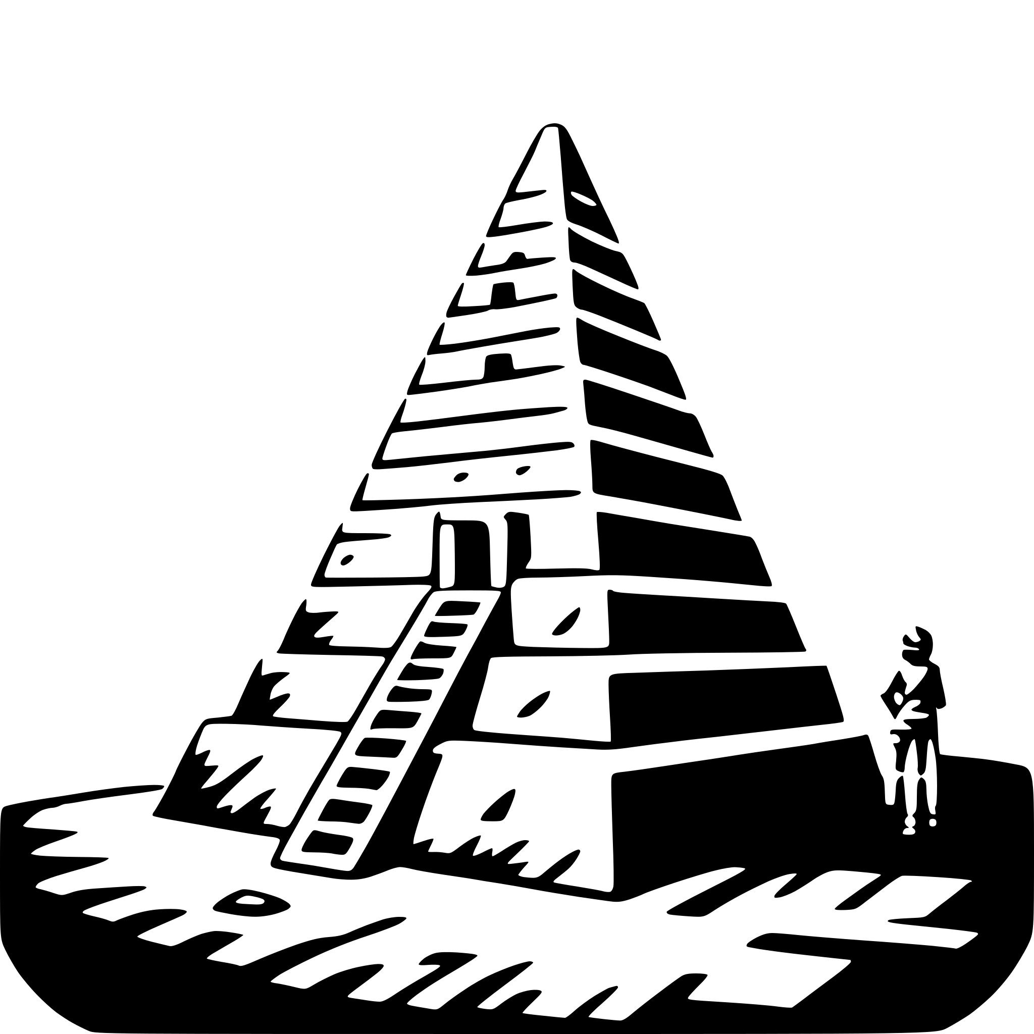 AI-generated SVG of a climbing ancient pyramid