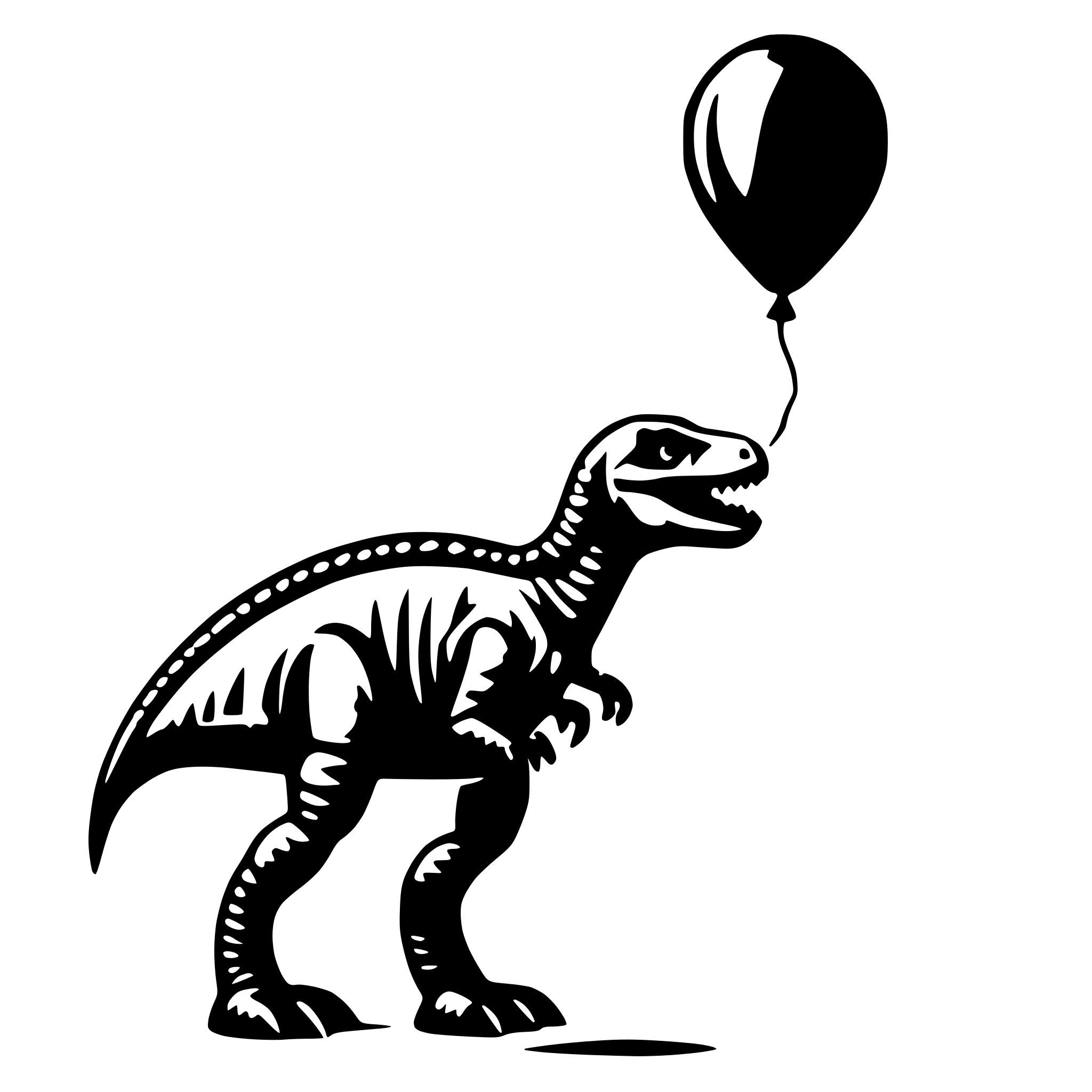 AI-generated SVG of a dionosaur with a luftbaloon