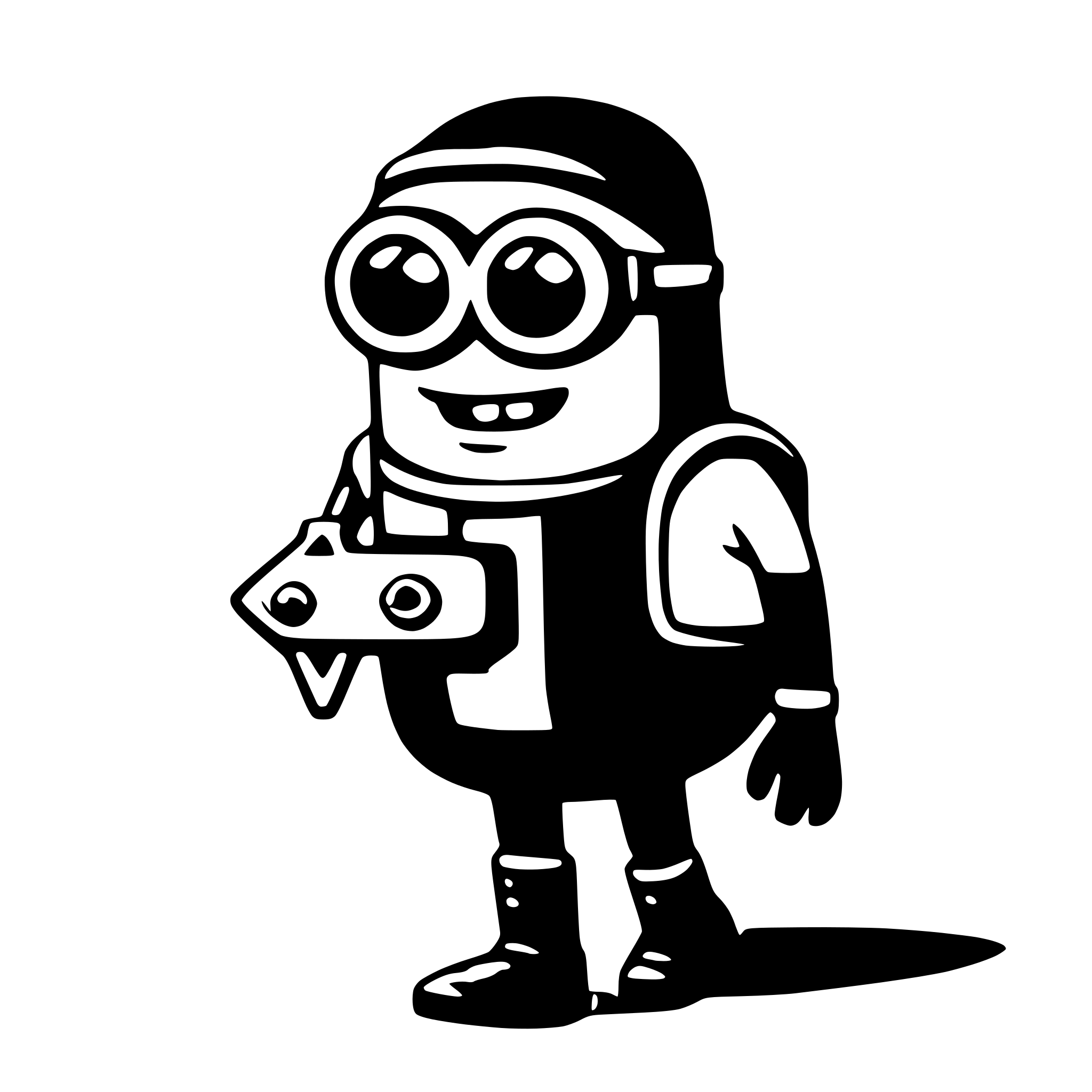 AI-generated SVG of 'Minion carrying a keychain'