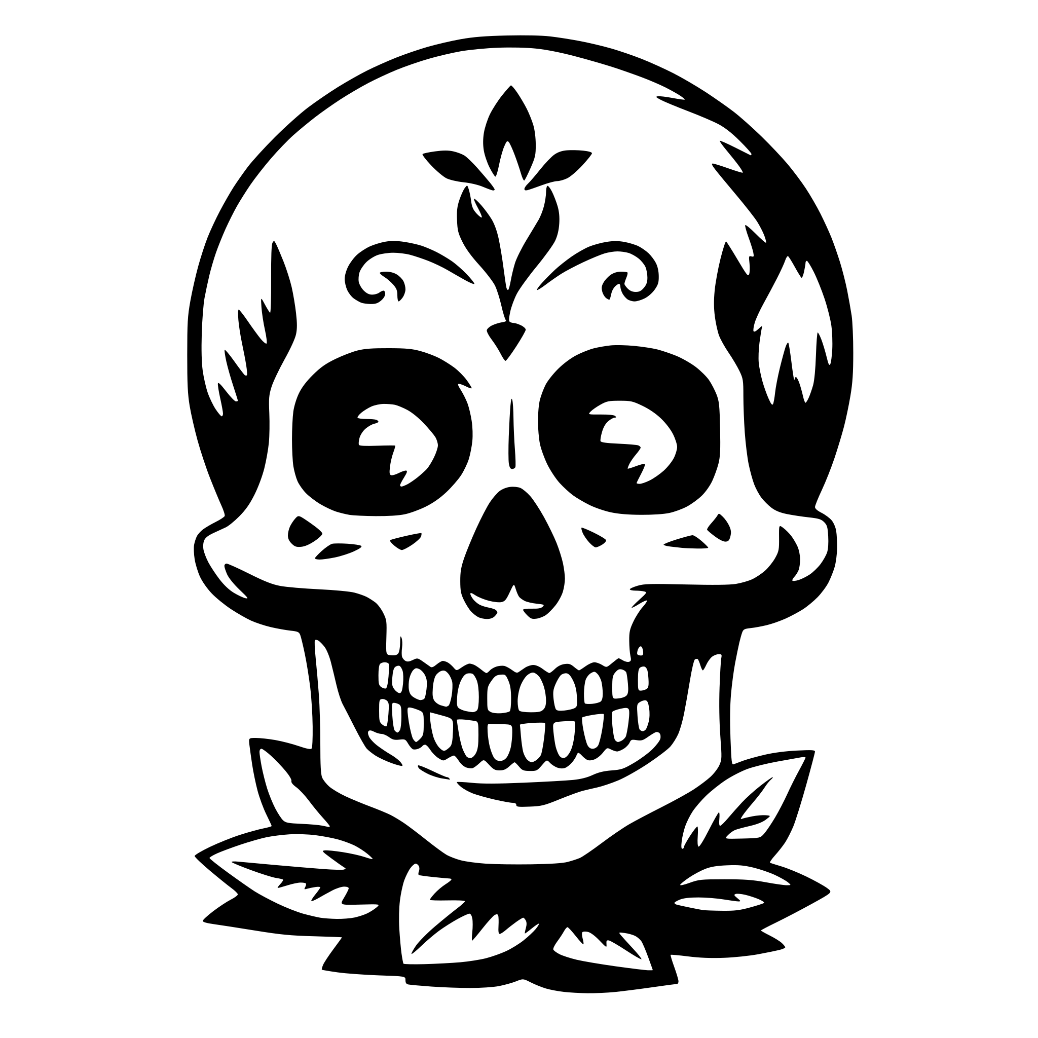 AI-generated SVG of a Flowers on the top of the skull