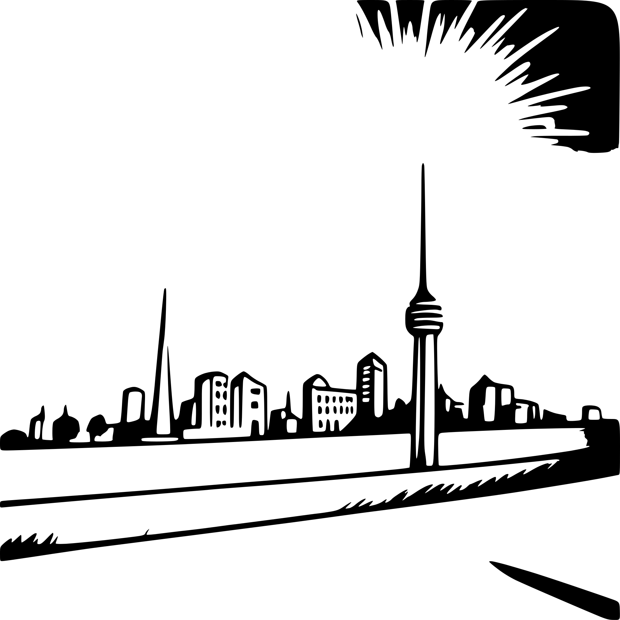 AI-generated SVG of 'fireworks over cityscape'