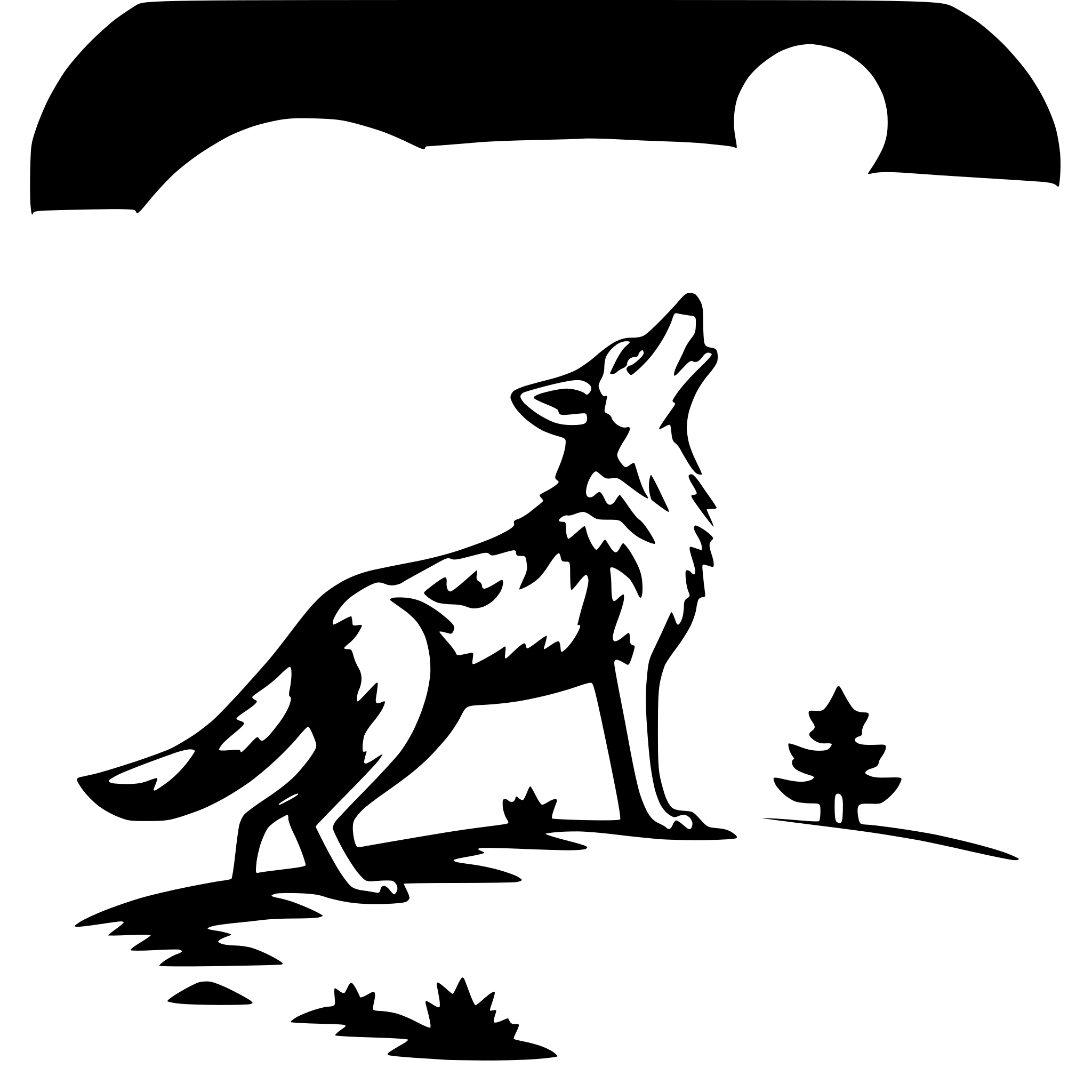 AI-generated SVG of a Coyote howling at the moon. No background.
