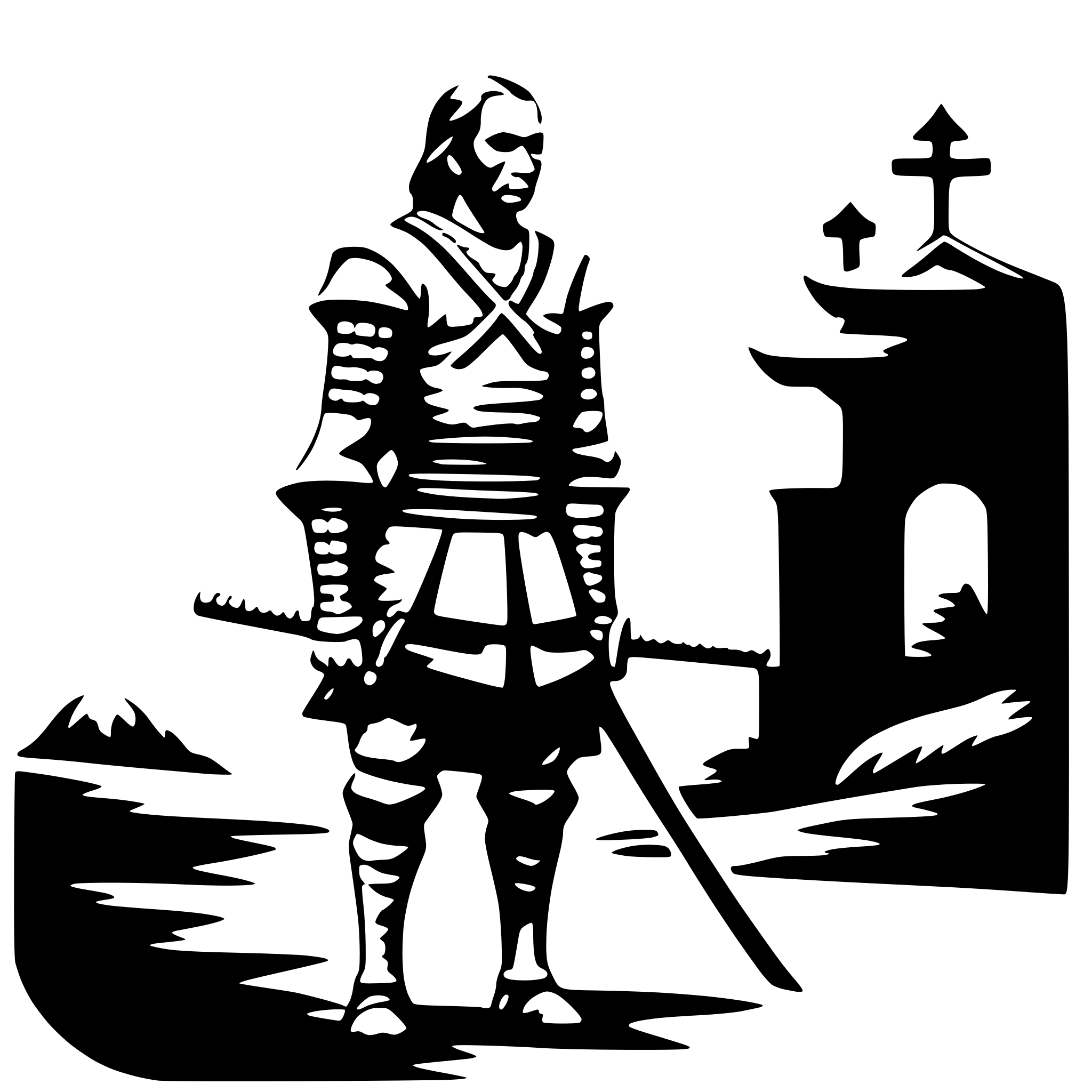AI-generated SVG of a old samurai, side view, nostalgic