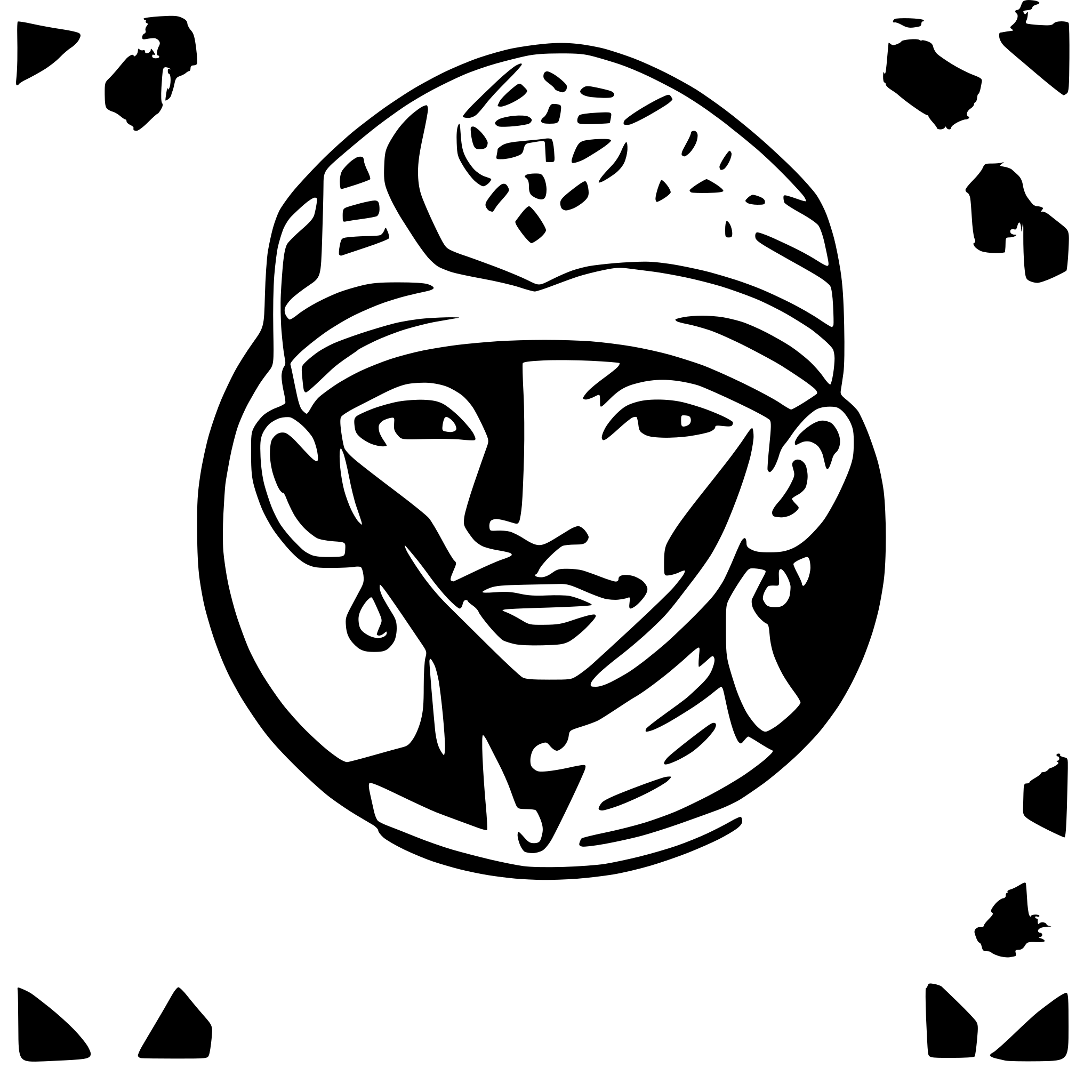 AI-generated SVG of a QR code background with a male genie with a goatee and with ancient  jeweled turban on head, in the foreground.