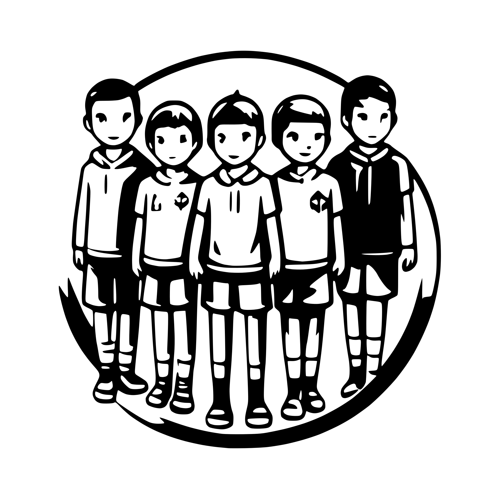 AI-generated SVG of a boys forming a line and holding hands
