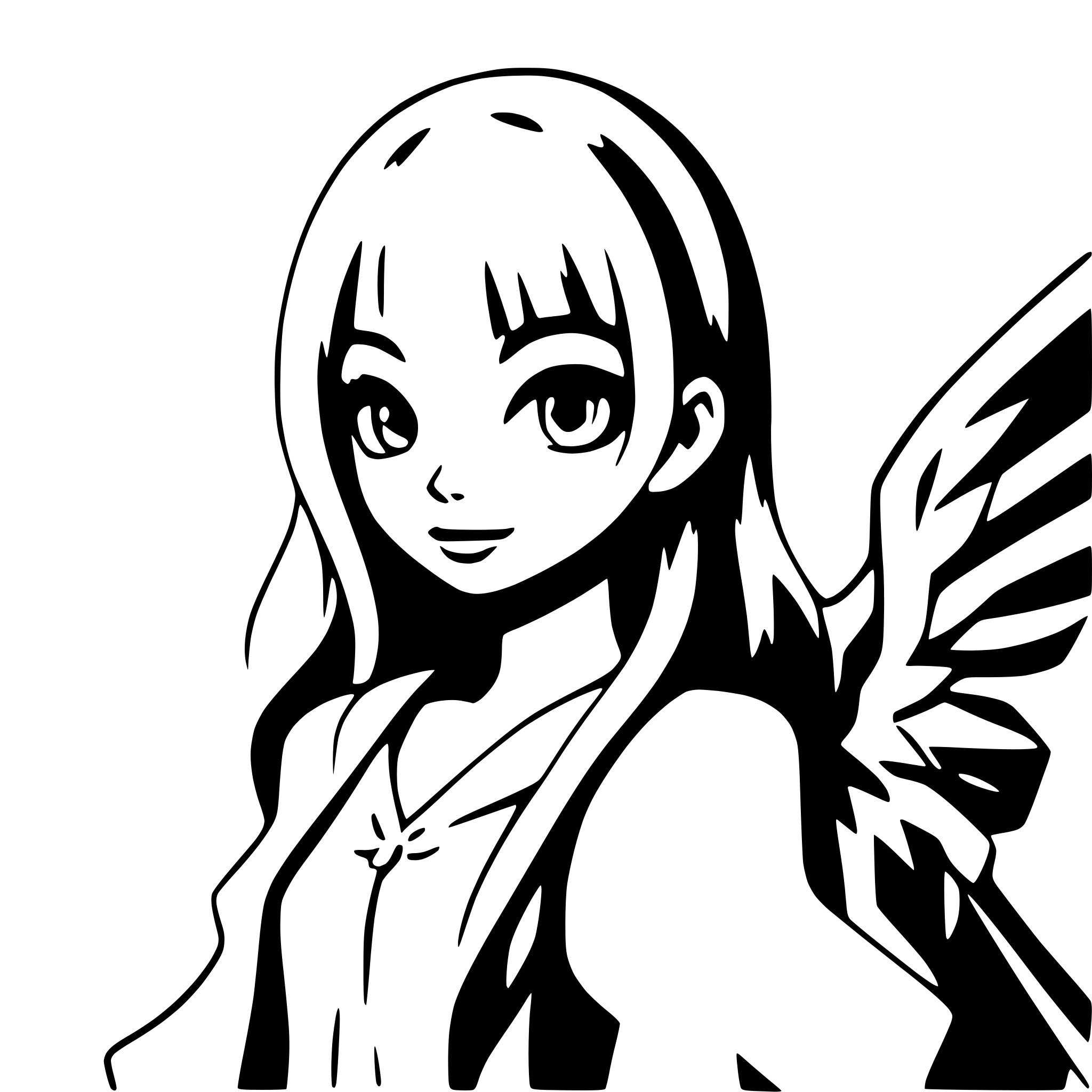 AI-generated SVG of 'girl with shadowy wings'